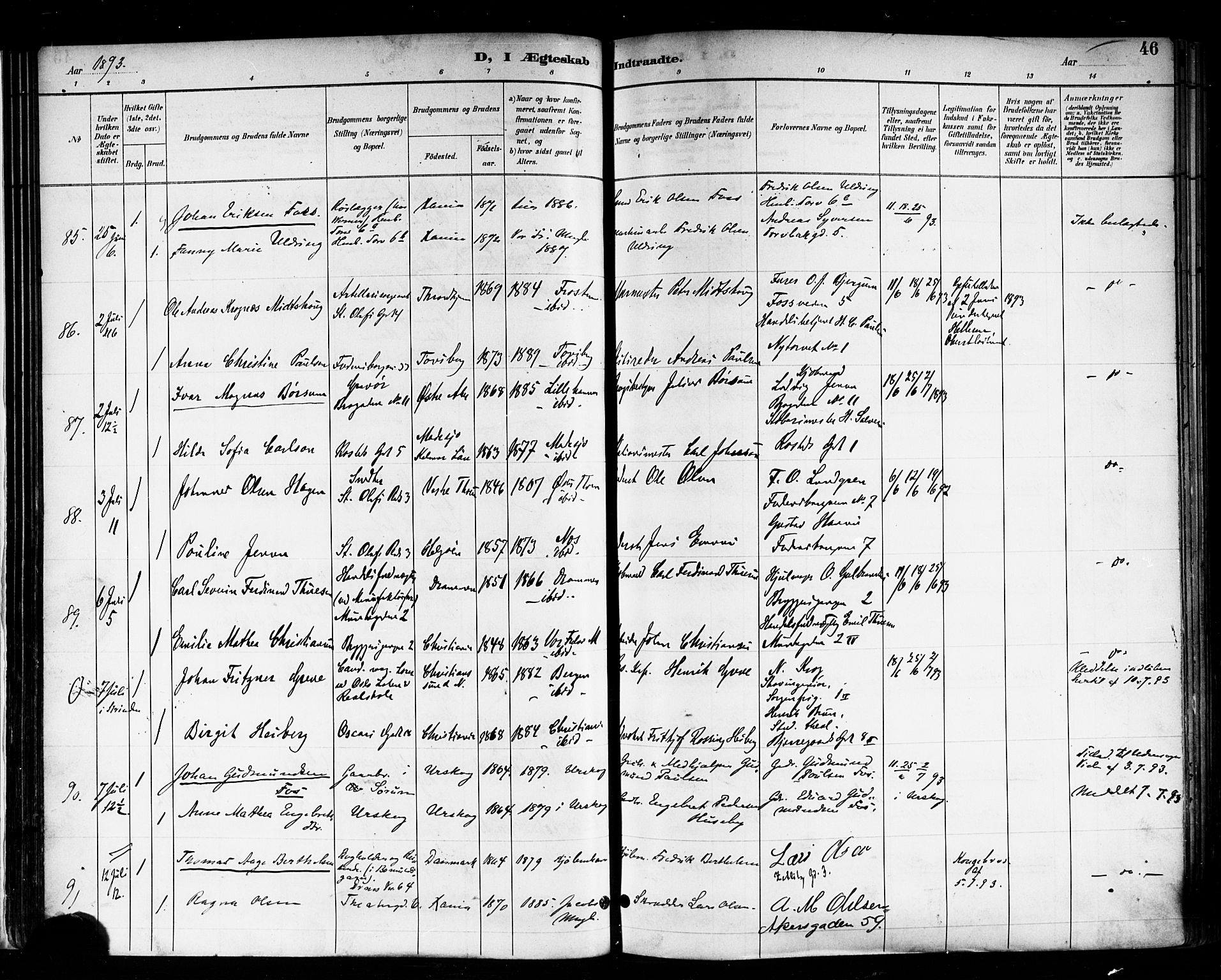 Trefoldighet prestekontor Kirkebøker, SAO/A-10882/F/Fc/L0004: Parish register (official) no. III 4, 1891-1900, p. 46