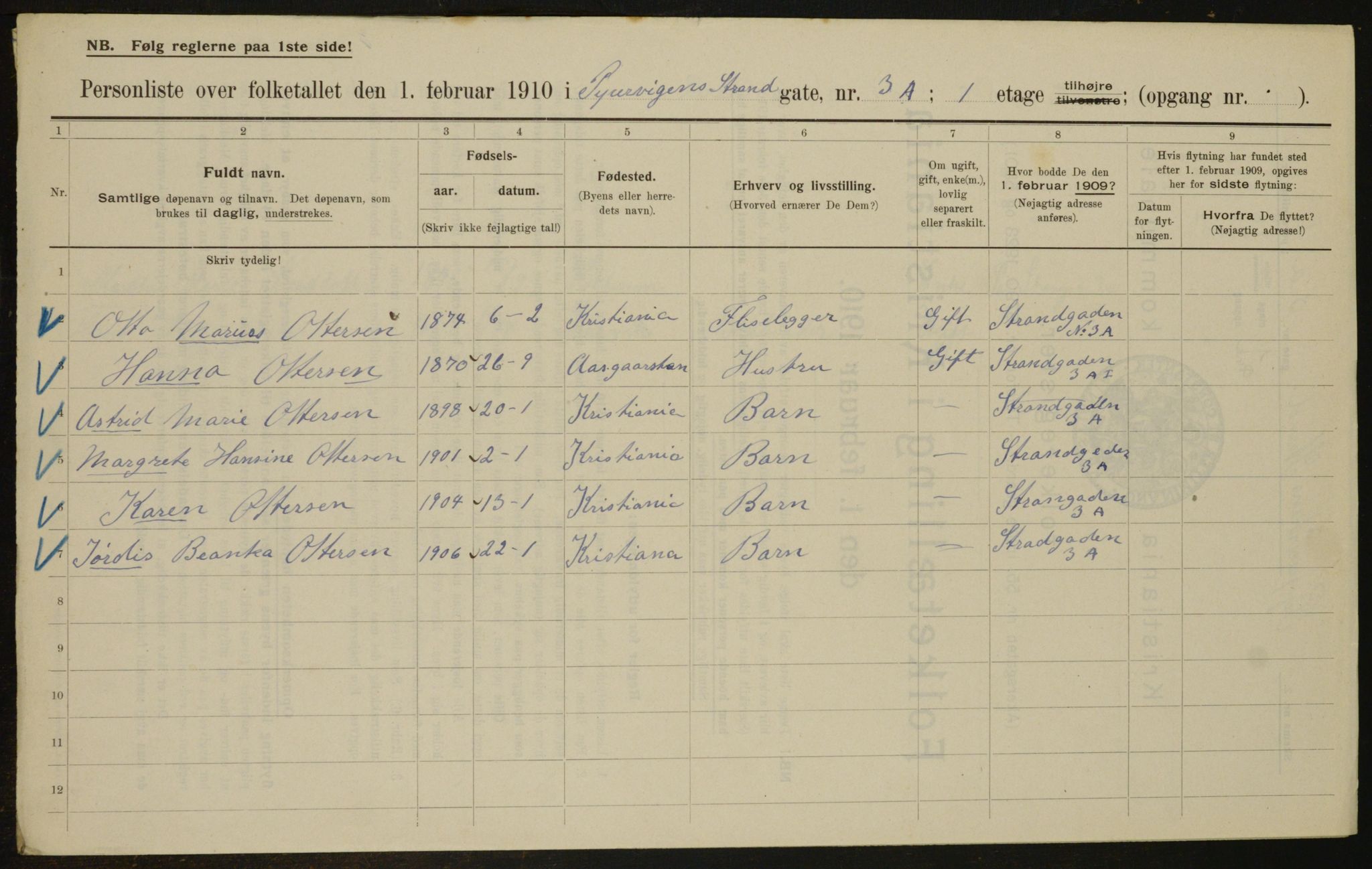 OBA, Municipal Census 1910 for Kristiania, 1910, p. 98431