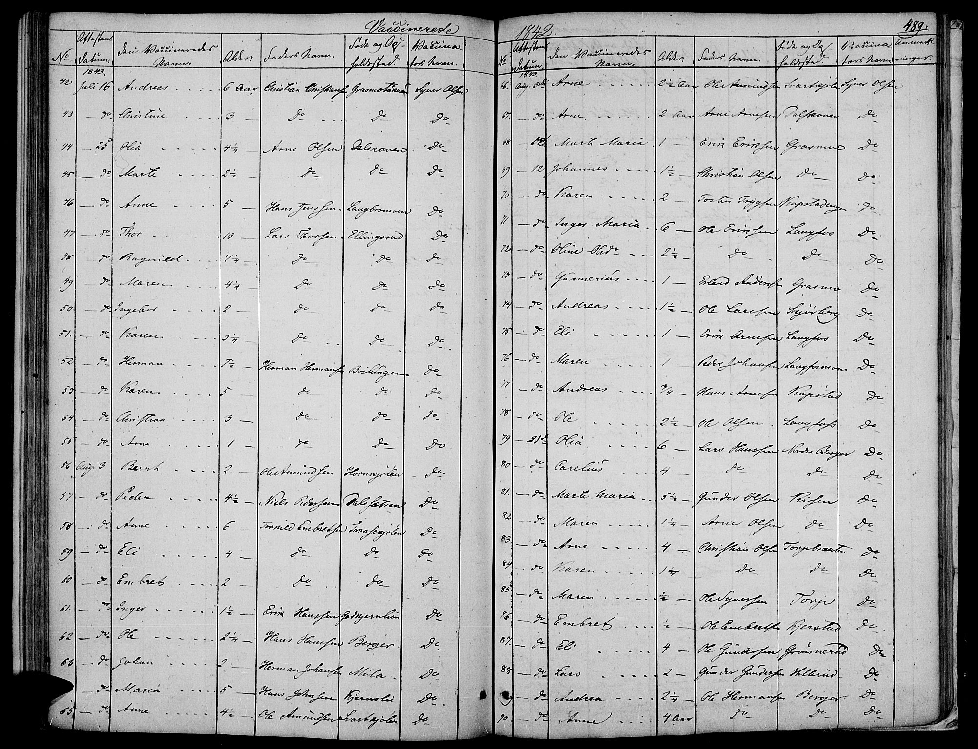 Vinger prestekontor, AV/SAH-PREST-024/H/Ha/Haa/L0008: Parish register (official) no. 8, 1839-1847, p. 489