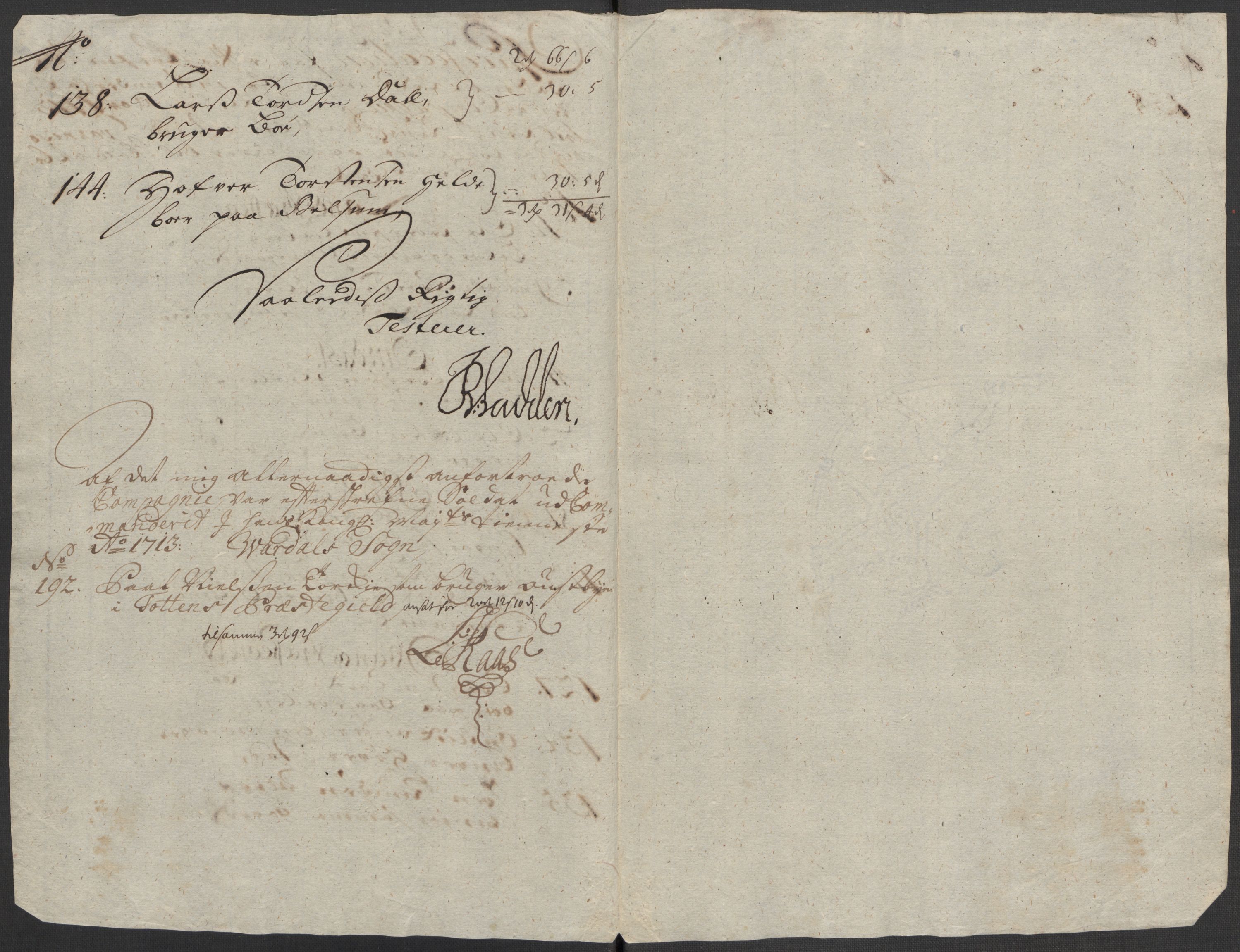 Rentekammeret inntil 1814, Reviderte regnskaper, Fogderegnskap, RA/EA-4092/R18/L1311: Fogderegnskap Hadeland, Toten og Valdres, 1713, p. 273