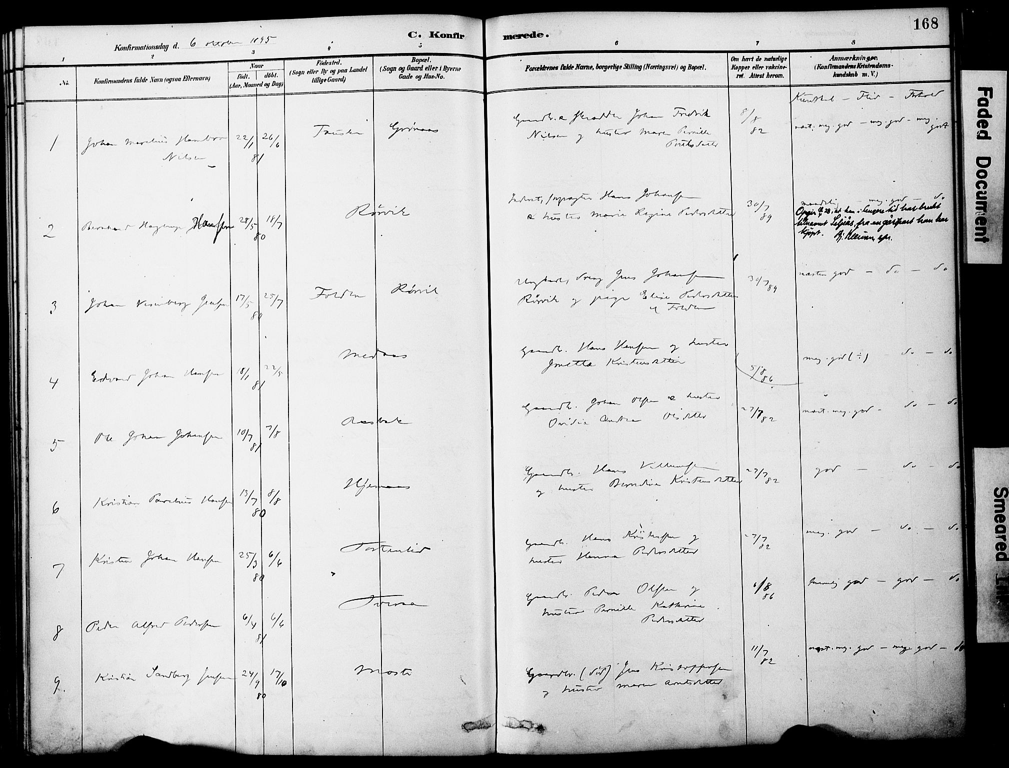 Ministerialprotokoller, klokkerbøker og fødselsregistre - Nordland, AV/SAT-A-1459/849/L0690: Parish register (official) no. 849A02, 1890-1897, p. 168