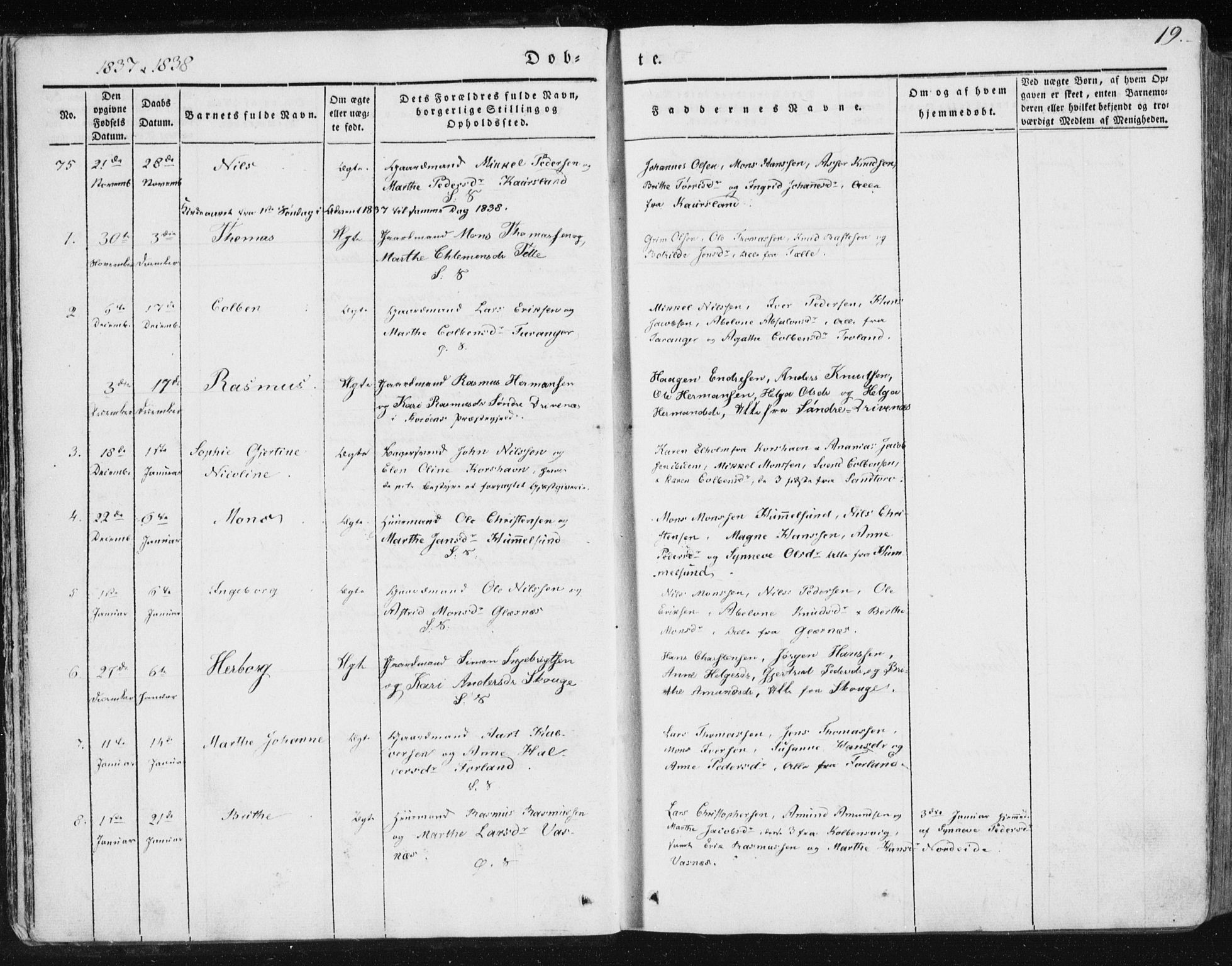 Sund sokneprestembete, SAB/A-99930: Parish register (official) no. A 13, 1835-1849, p. 19