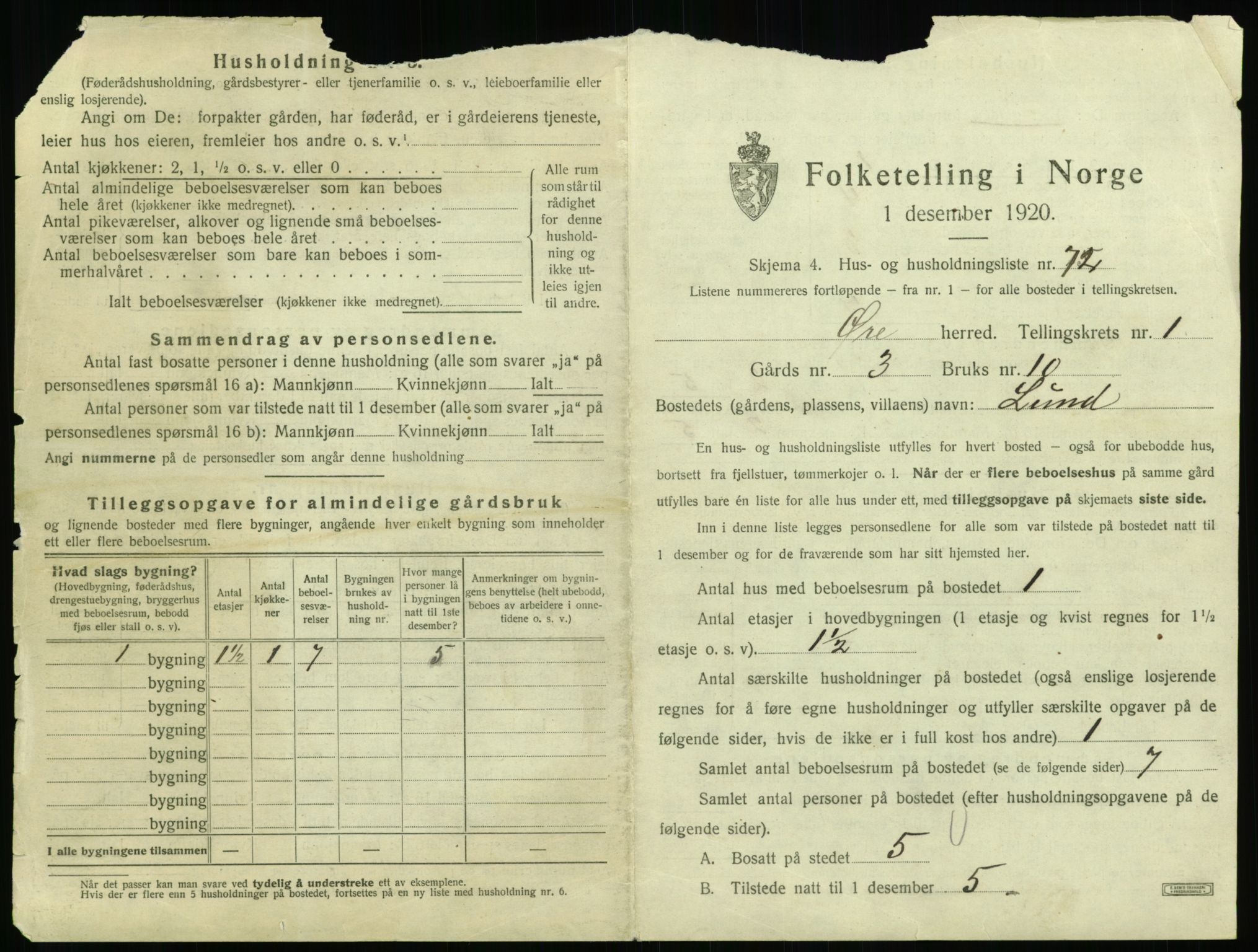 SAT, 1920 census for Øre, 1920, p. 169