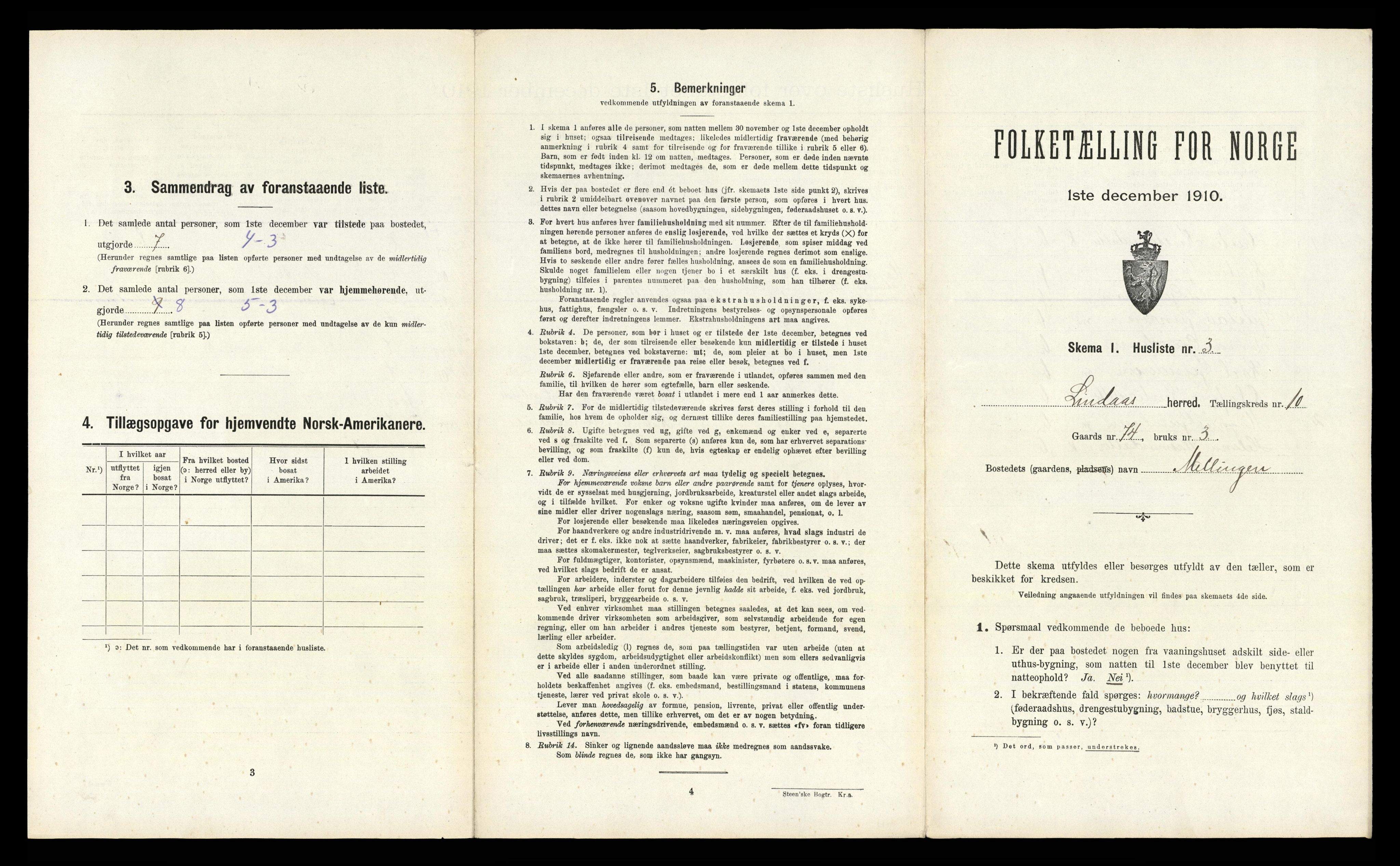 RA, 1910 census for Lindås, 1910, p. 666