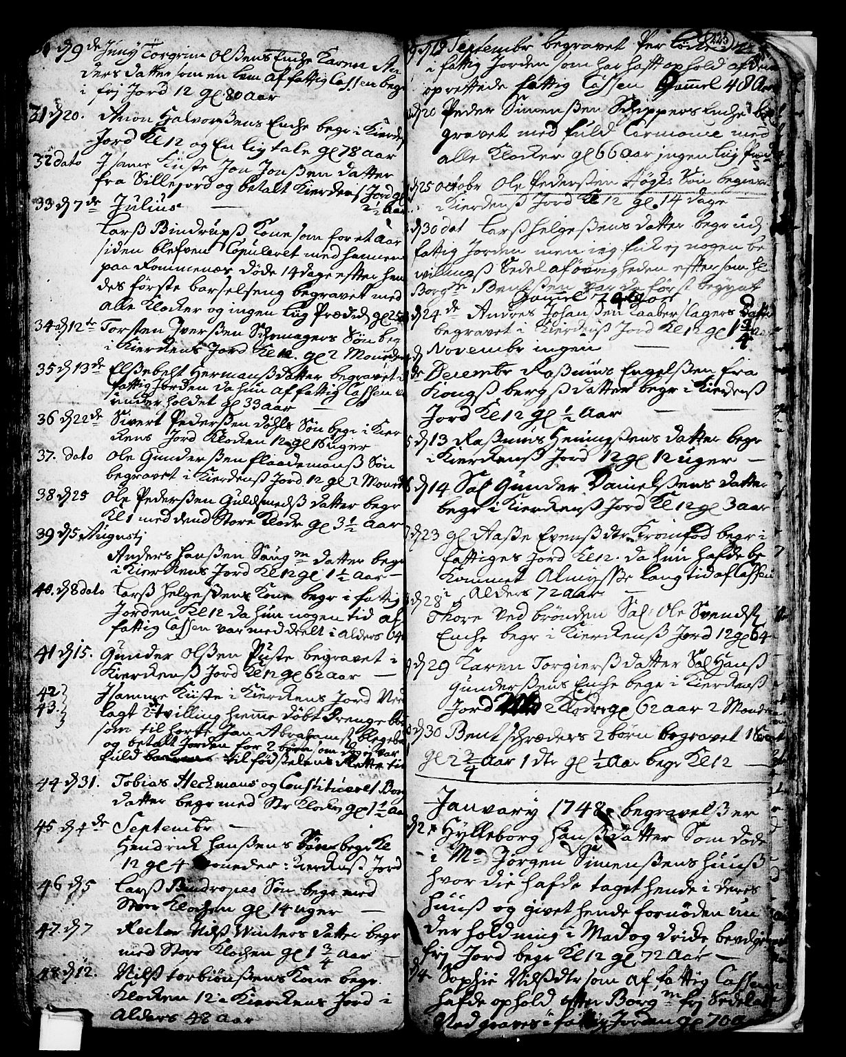 Skien kirkebøker, SAKO/A-302/F/Fa/L0002: Parish register (official) no. 2, 1716-1757, p. 223
