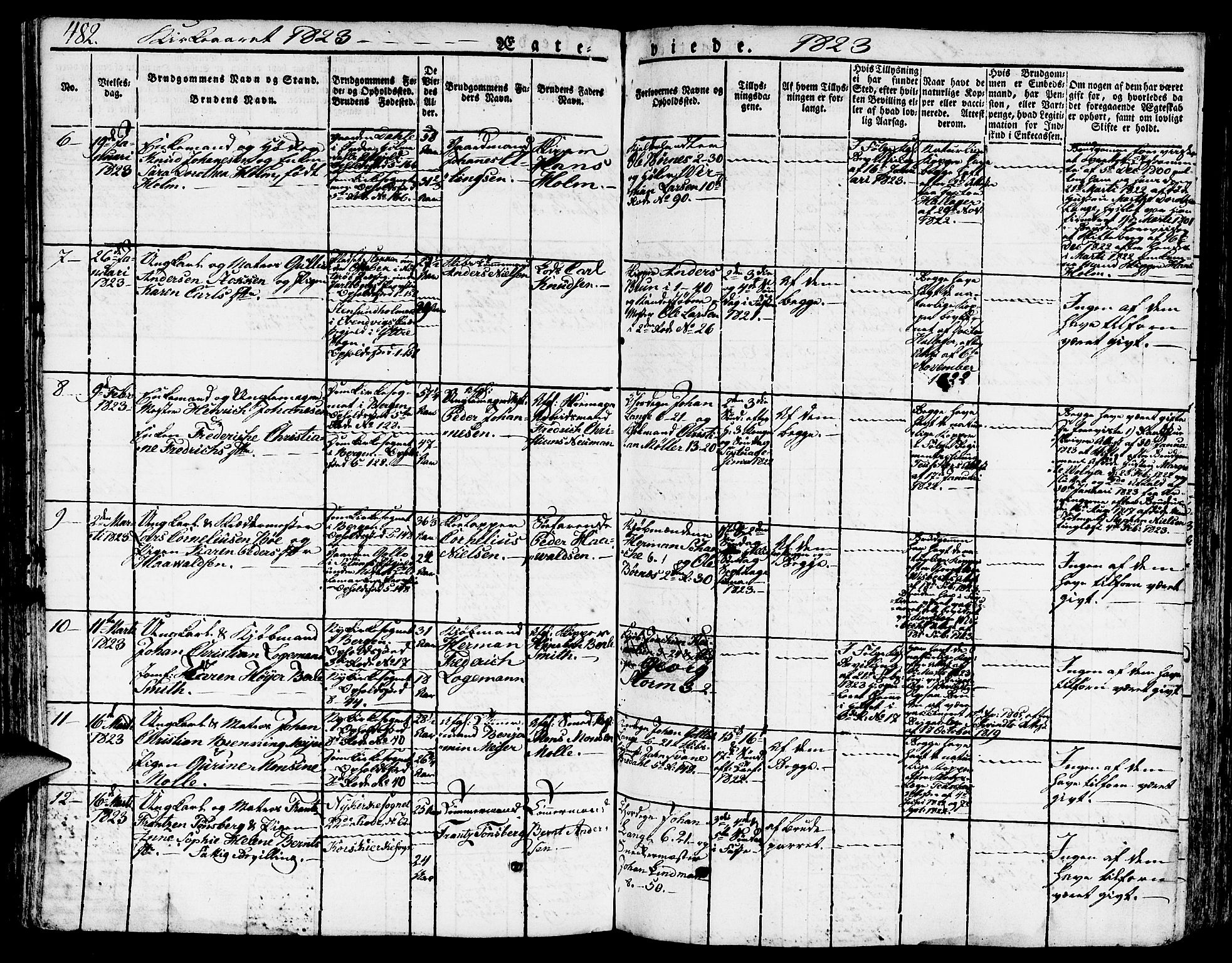 Nykirken Sokneprestembete, AV/SAB-A-77101/H/Hab: Parish register (copy) no. A 5II, 1821-1843, p. 482