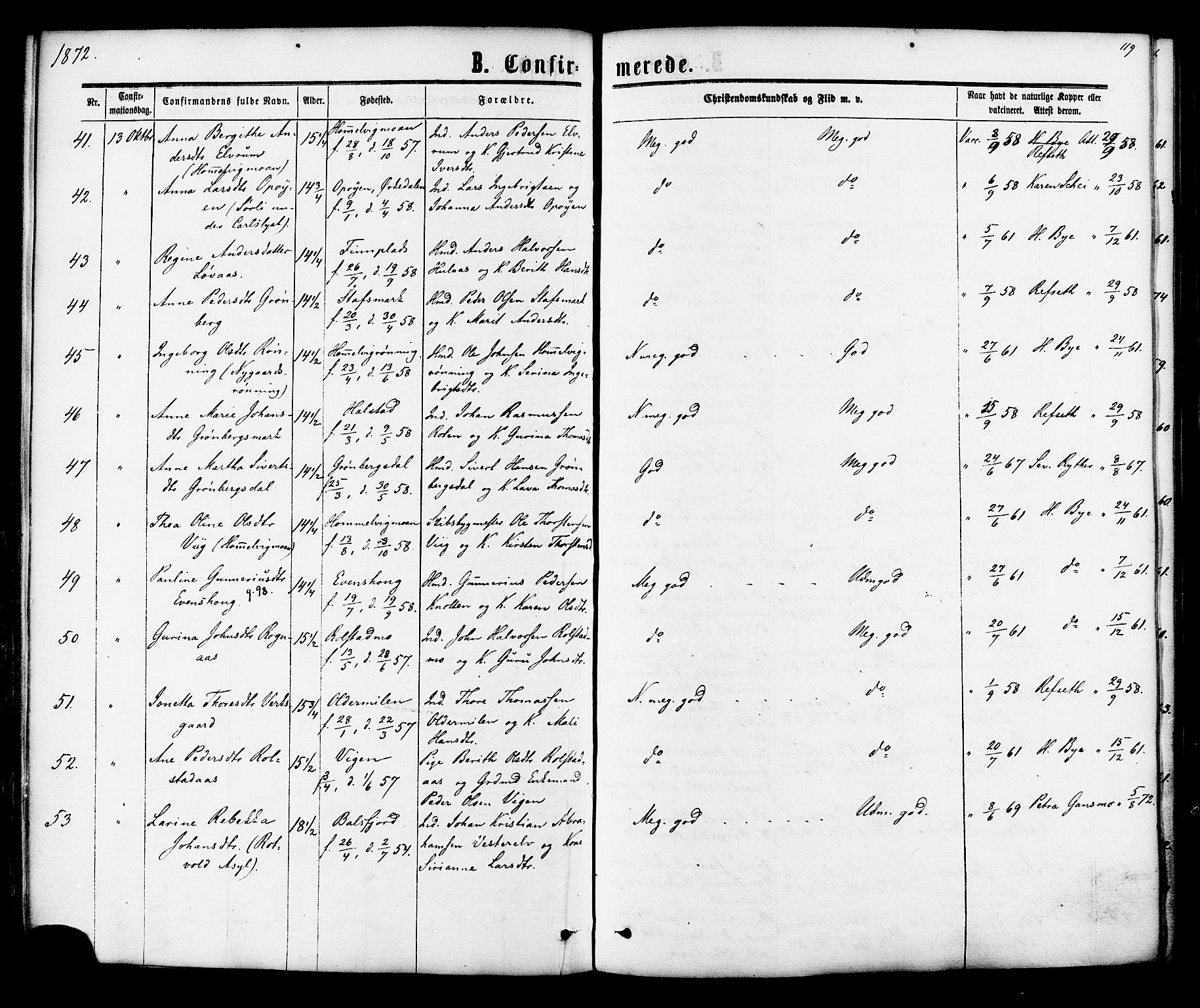 Ministerialprotokoller, klokkerbøker og fødselsregistre - Sør-Trøndelag, SAT/A-1456/616/L0409: Parish register (official) no. 616A06, 1865-1877, p. 119