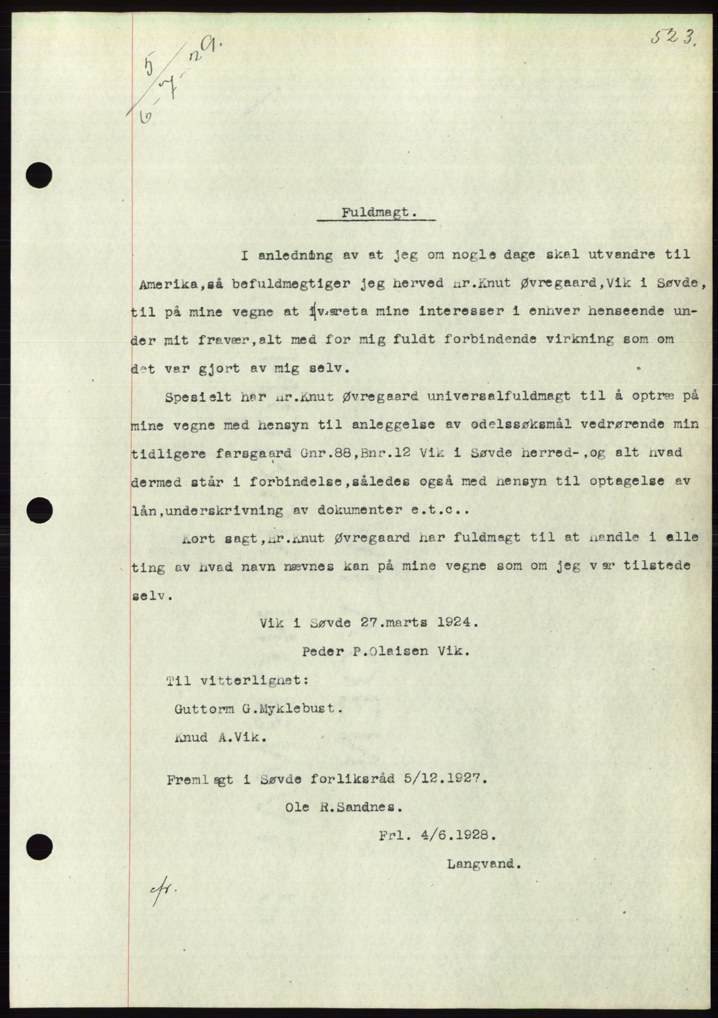 Søre Sunnmøre sorenskriveri, AV/SAT-A-4122/1/2/2C/L0049: Mortgage book no. 43, 1929-1929, Deed date: 06.07.1929