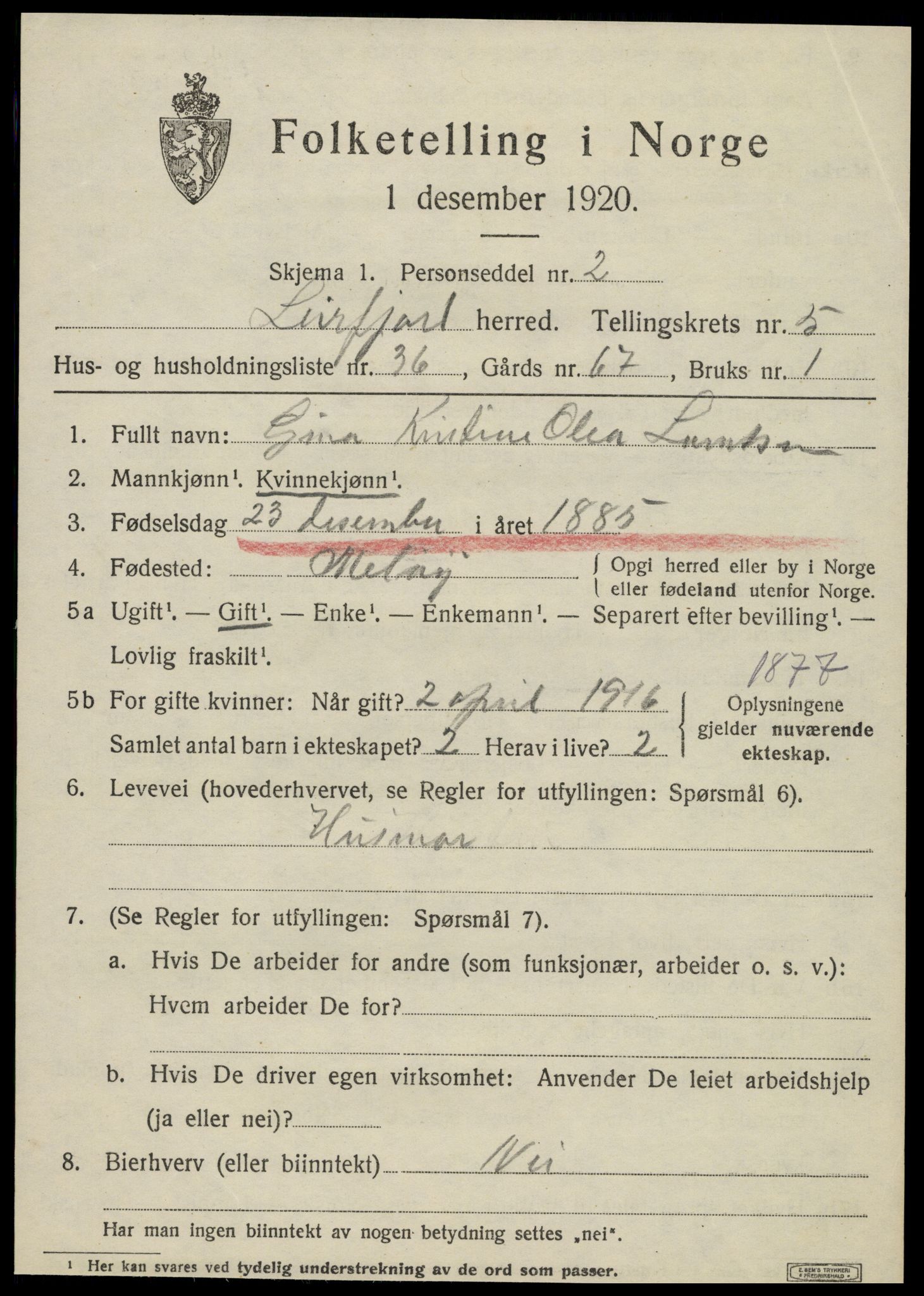 SAT, 1920 census for Leirfjord, 1920, p. 3807