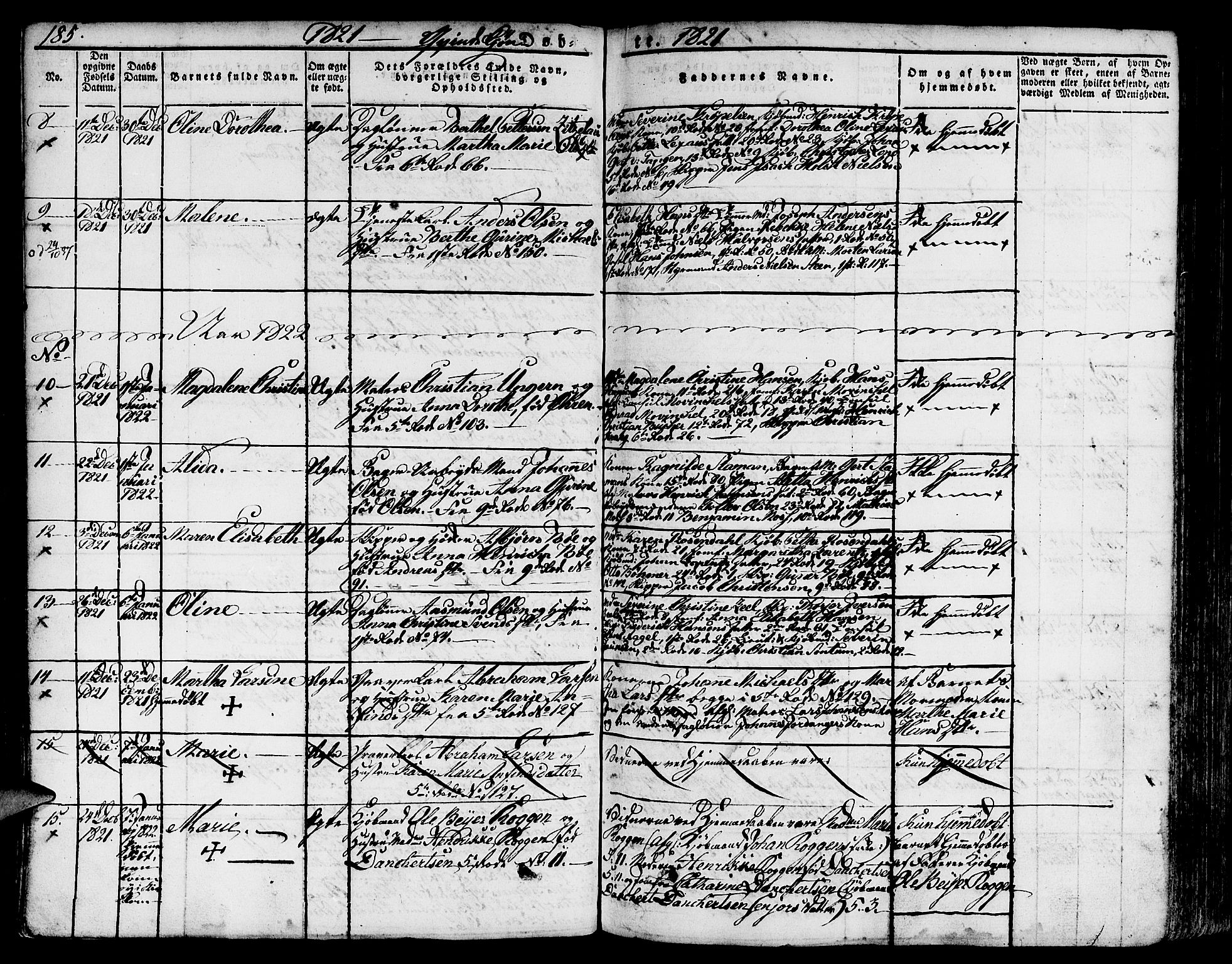 Nykirken Sokneprestembete, SAB/A-77101/H/Hab: Parish register (copy) no. A 5I, 1821-1841, p. 186