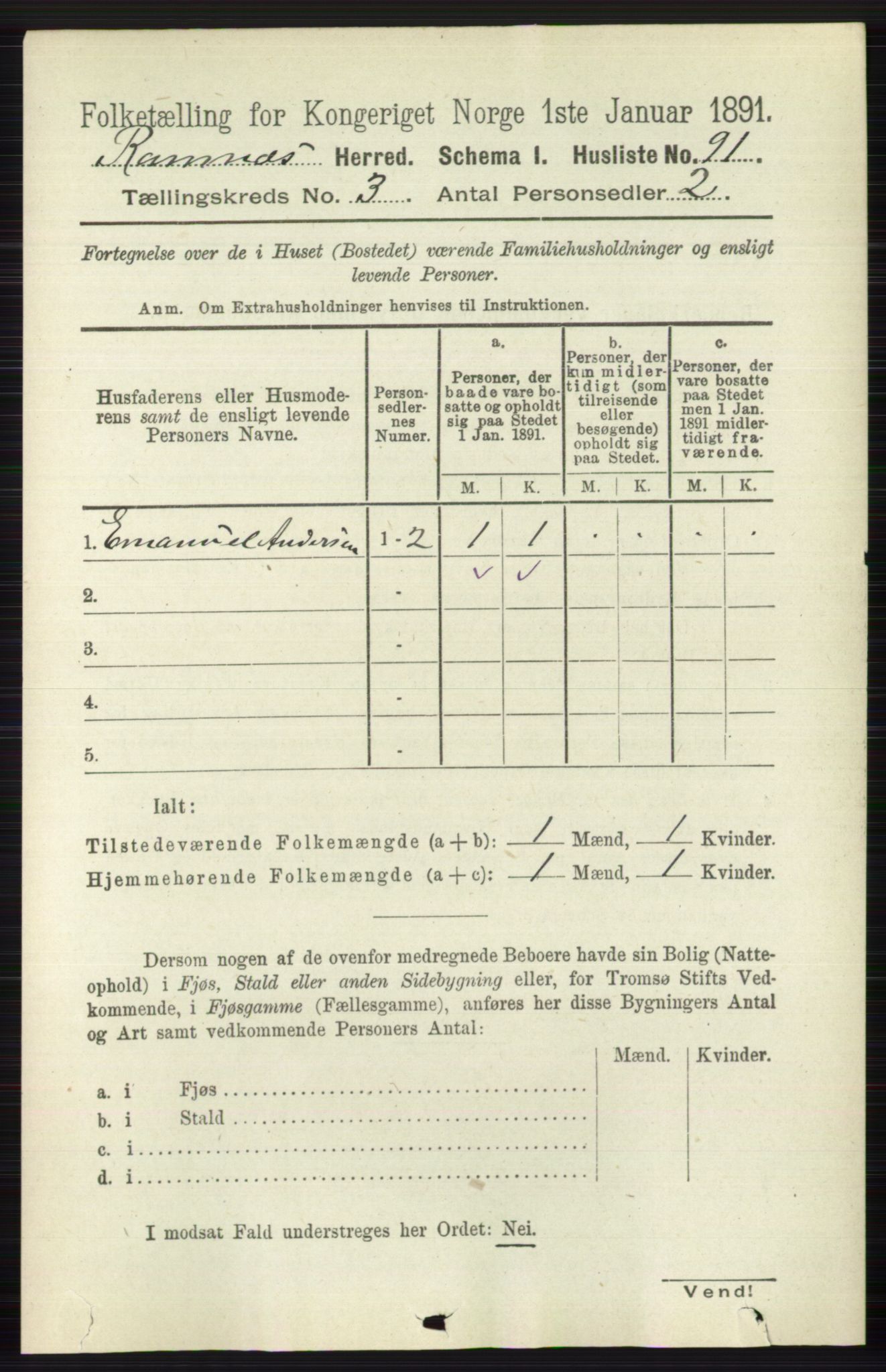 RA, 1891 census for 0718 Ramnes, 1891, p. 1294