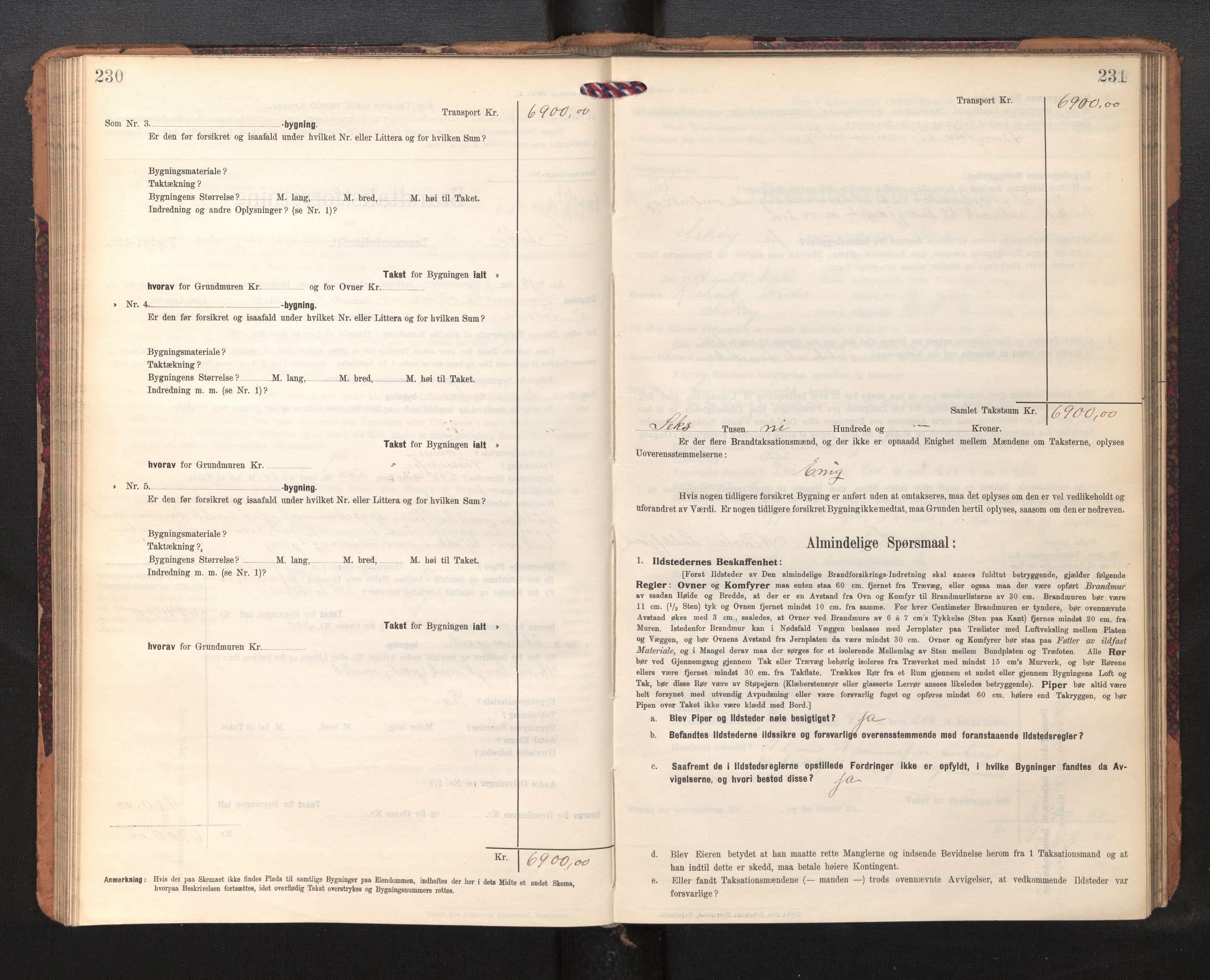 Lensmannen i Askøy, AV/SAB-A-31001/0012/L0007: Branntakstprotokoll, skjematakst, 1910-1919, p. 230-231