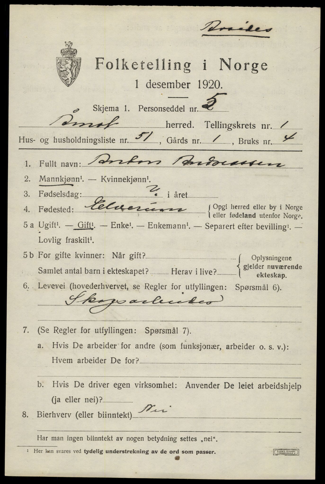 SAH, 1920 census for Åmot, 1920, p. 2063