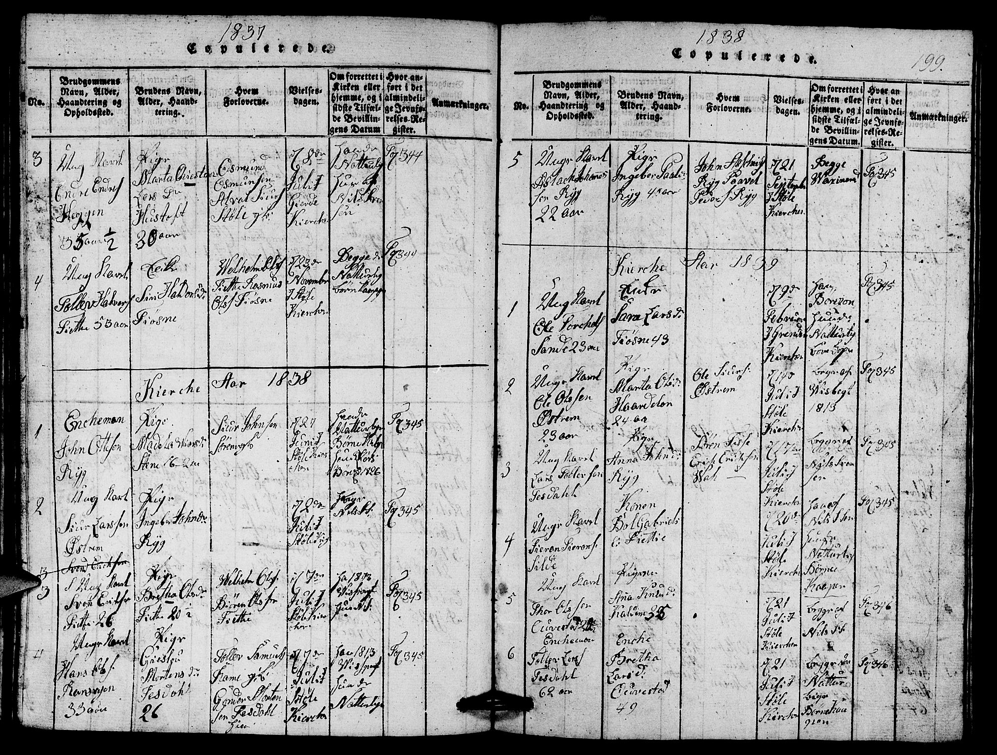 Etne sokneprestembete, SAB/A-75001/H/Hab: Parish register (copy) no. A 1, 1815-1849, p. 199