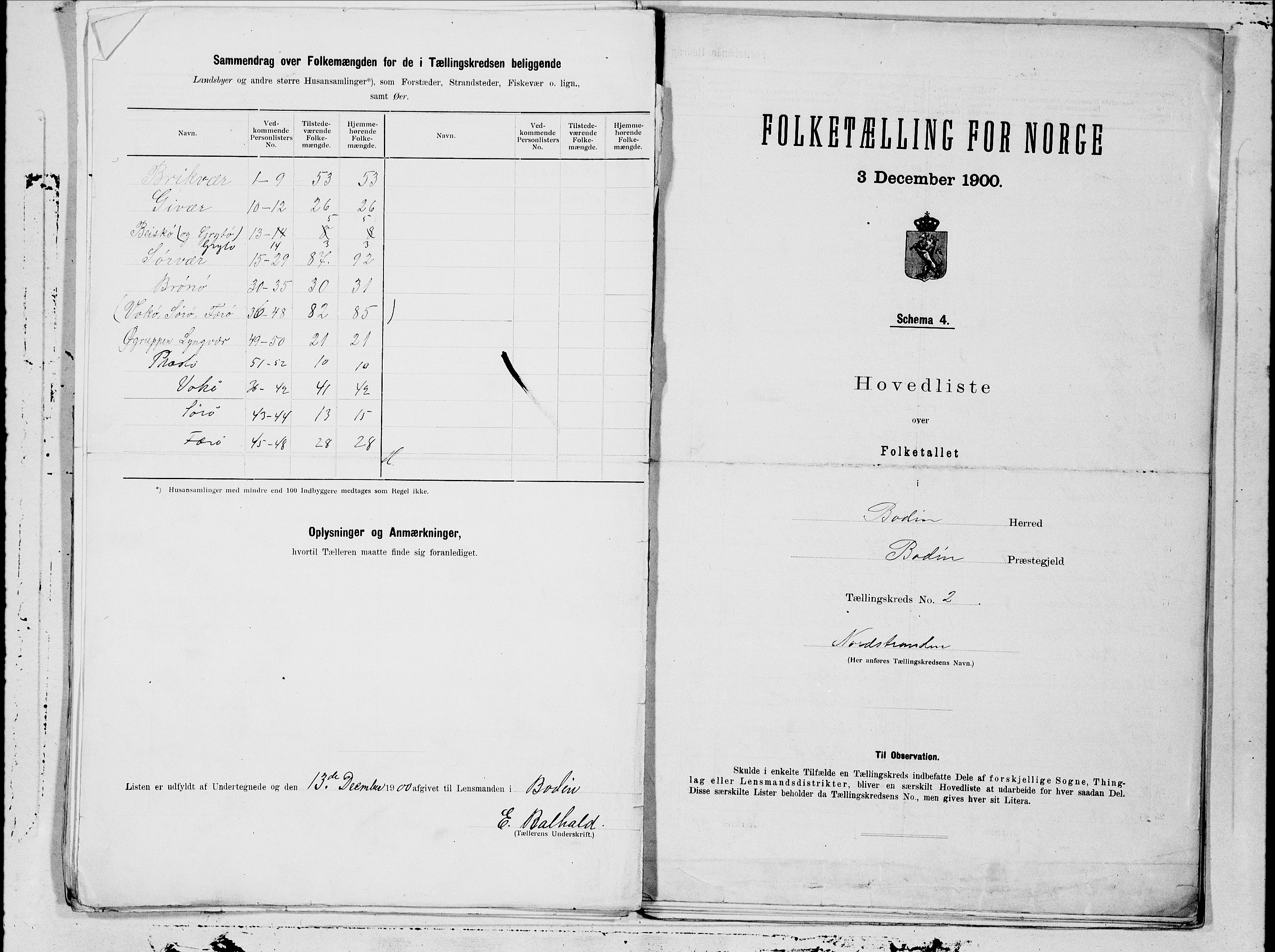 SAT, 1900 census for Bodin, 1900, p. 4