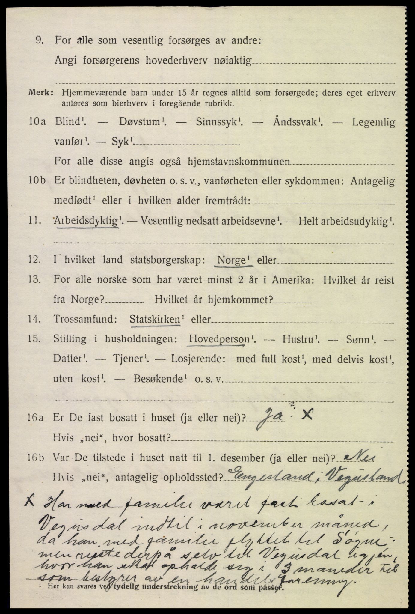 SAK, 1920 census for Søgne, 1920, p. 2458