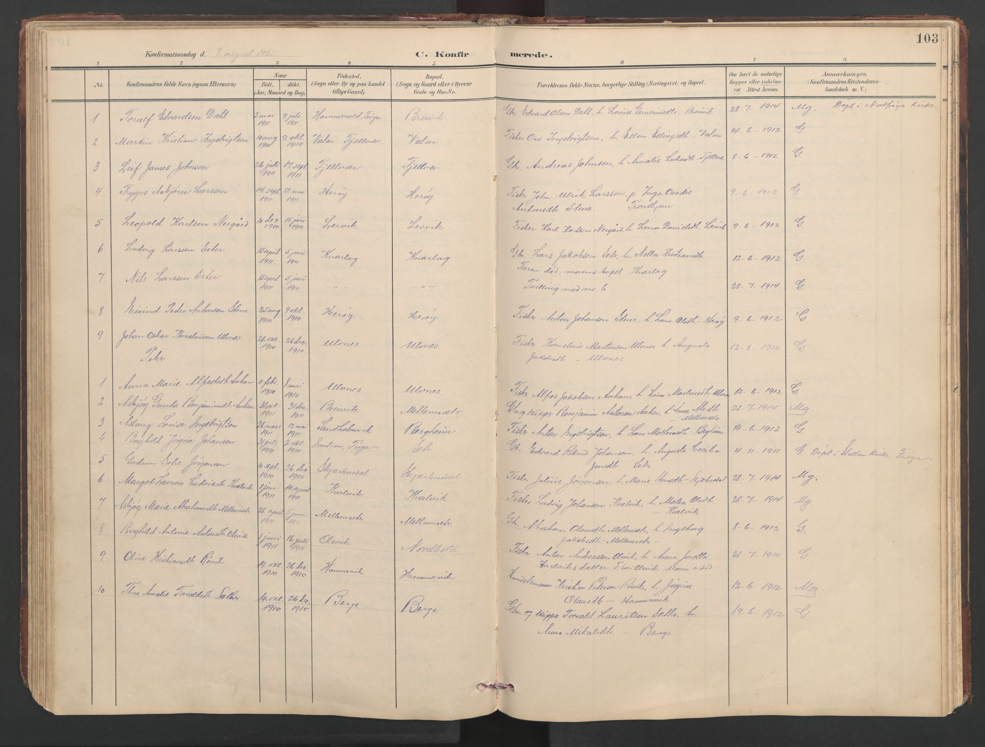 Ministerialprotokoller, klokkerbøker og fødselsregistre - Sør-Trøndelag, SAT/A-1456/638/L0571: Parish register (copy) no. 638C03, 1901-1930, p. 103