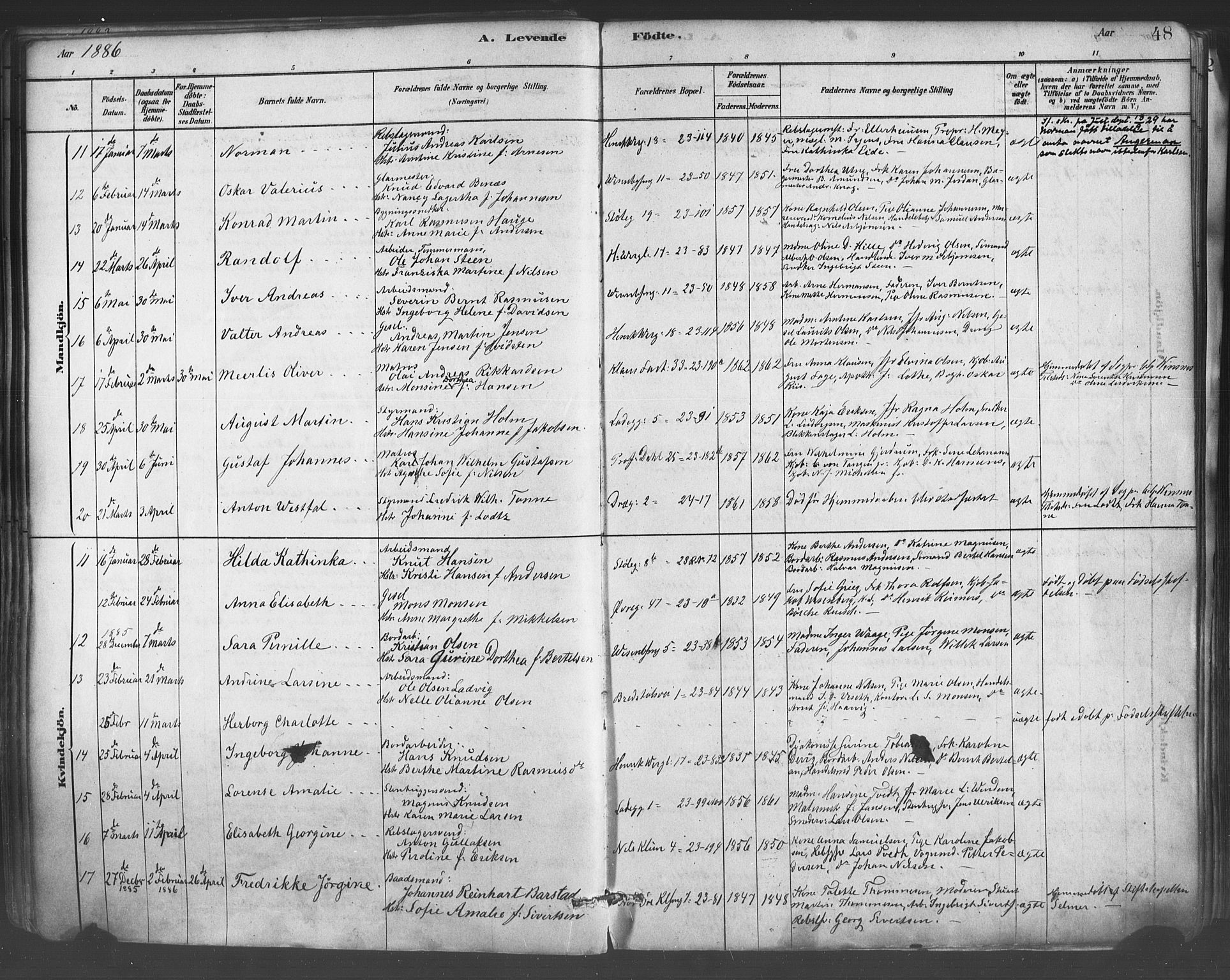 Mariakirken Sokneprestembete, AV/SAB-A-76901/H/Haa/L0007: Parish register (official) no. A 7, 1878-1893, p. 48