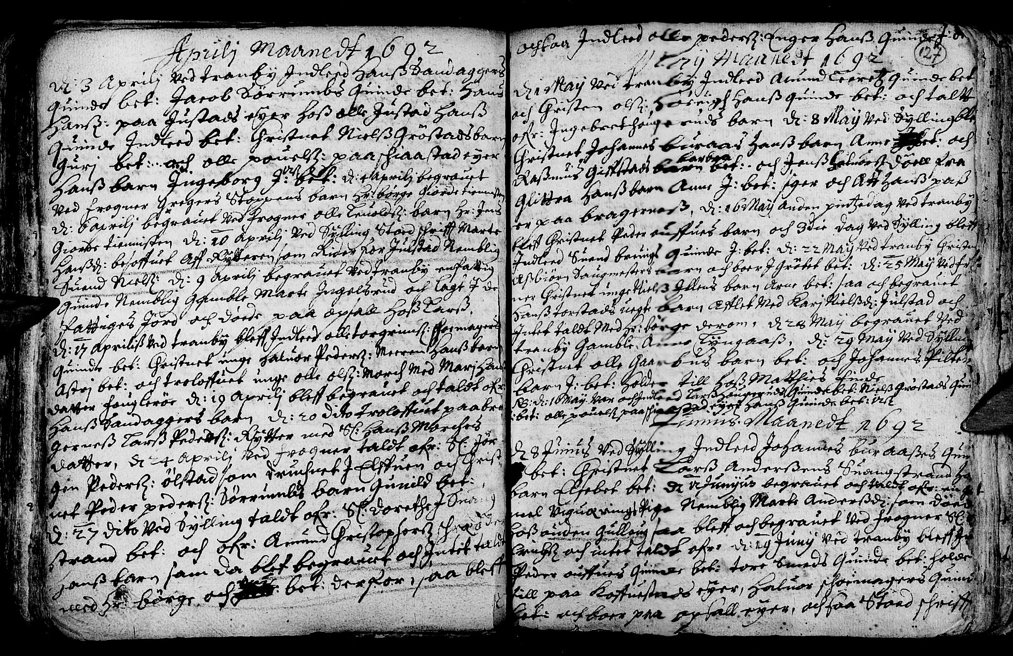 Lier kirkebøker, SAKO/A-230/F/Fa/L0001: Parish register (official) no. I 1, 1672-1701, p. 127