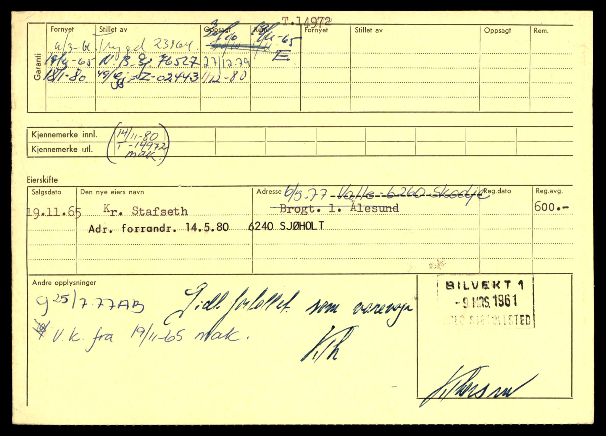 Møre og Romsdal vegkontor - Ålesund trafikkstasjon, AV/SAT-A-4099/F/Fe/L0049: Registreringskort for kjøretøy T 14864 - T 18613, 1927-1998, p. 2548