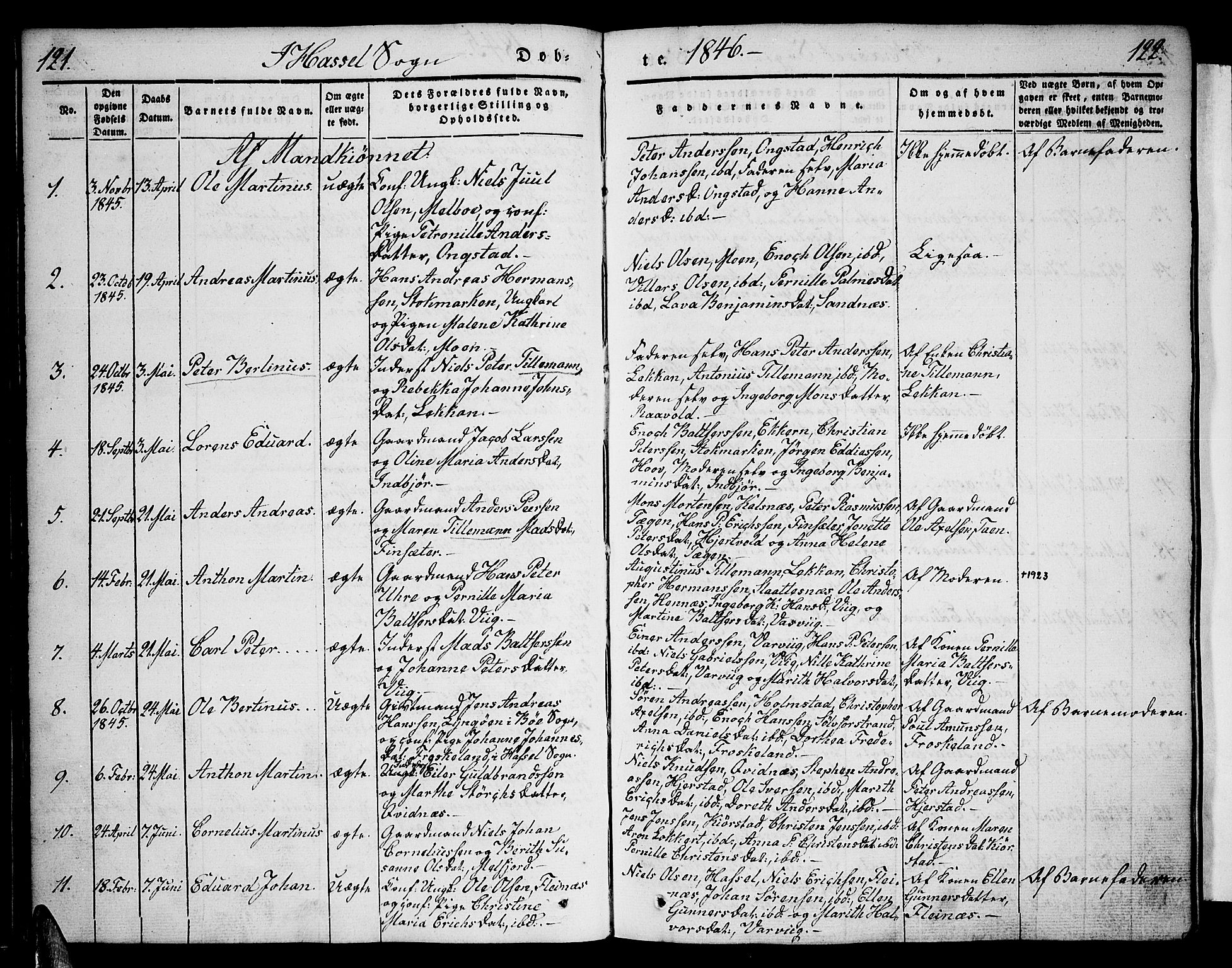 Ministerialprotokoller, klokkerbøker og fødselsregistre - Nordland, SAT/A-1459/888/L1239: Parish register (official) no. 888A06 /1, 1837-1849, p. 121-122