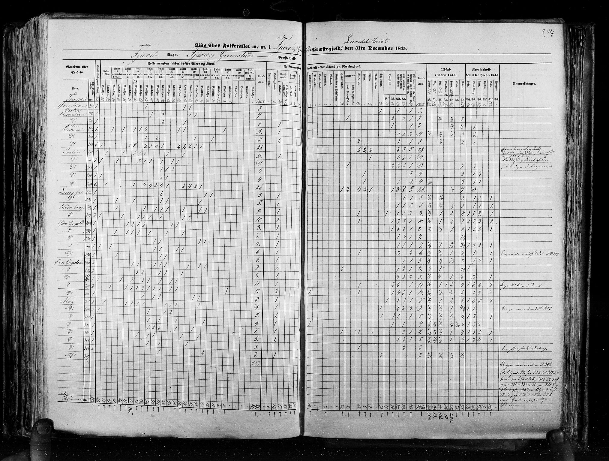 RA, Census 1845, vol. 5: Bratsberg amt og Nedenes og Råbyggelaget amt, 1845, p. 294