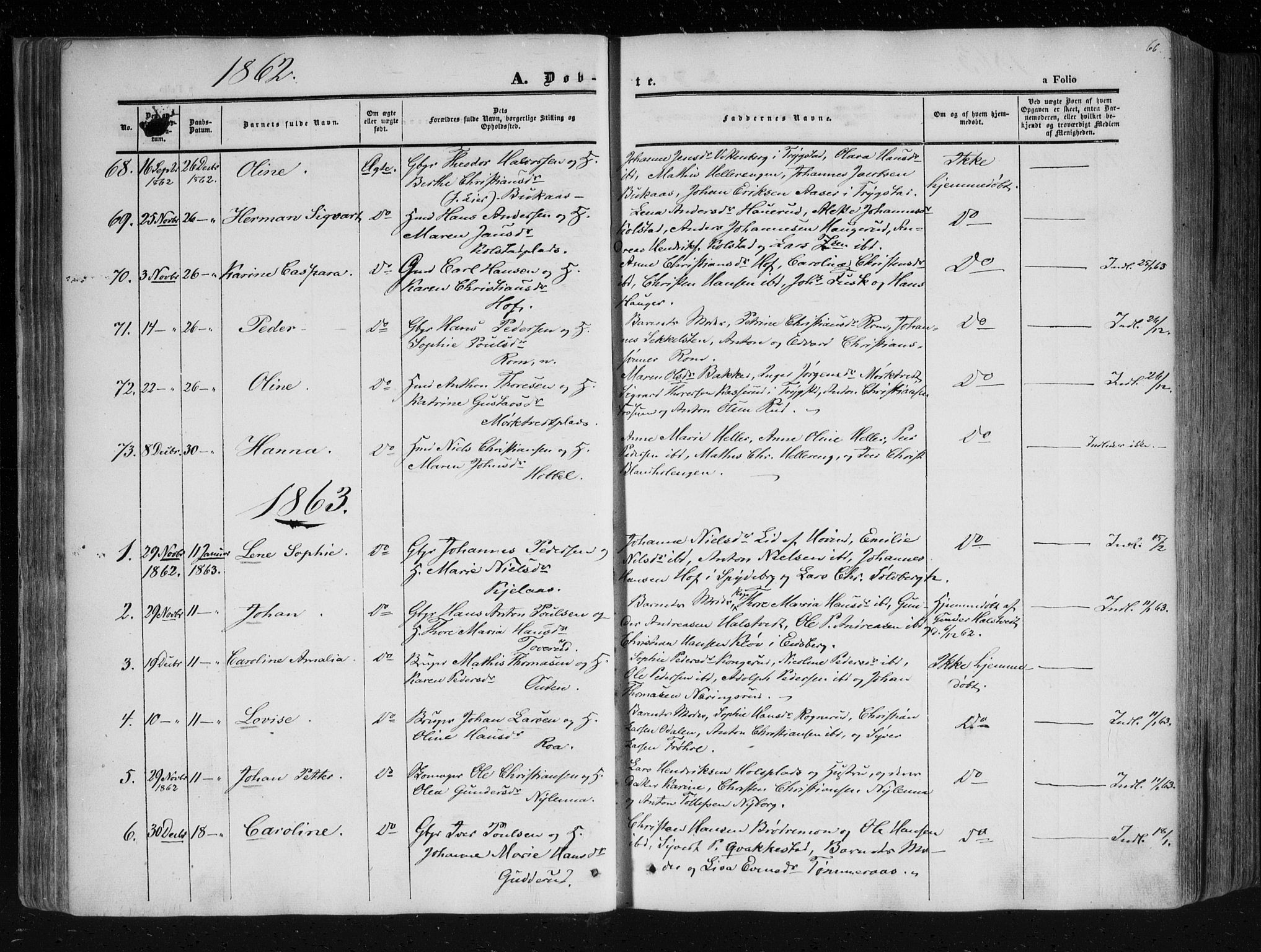 Askim prestekontor Kirkebøker, AV/SAO-A-10900/F/Fa/L0005: Parish register (official) no. 5, 1847-1879, p. 66