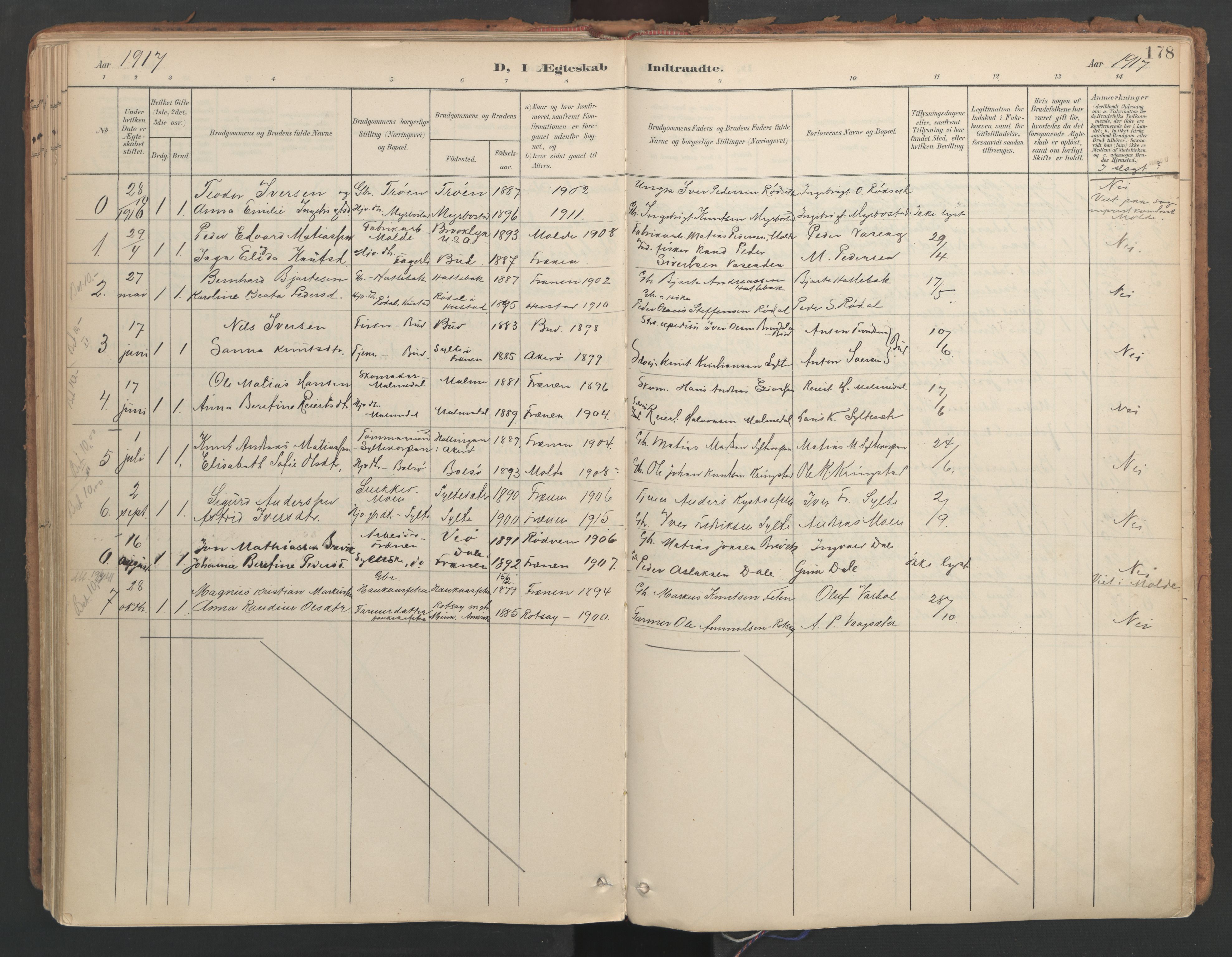 Ministerialprotokoller, klokkerbøker og fødselsregistre - Møre og Romsdal, SAT/A-1454/564/L0741: Parish register (official) no. 564A02, 1900-1976, p. 178