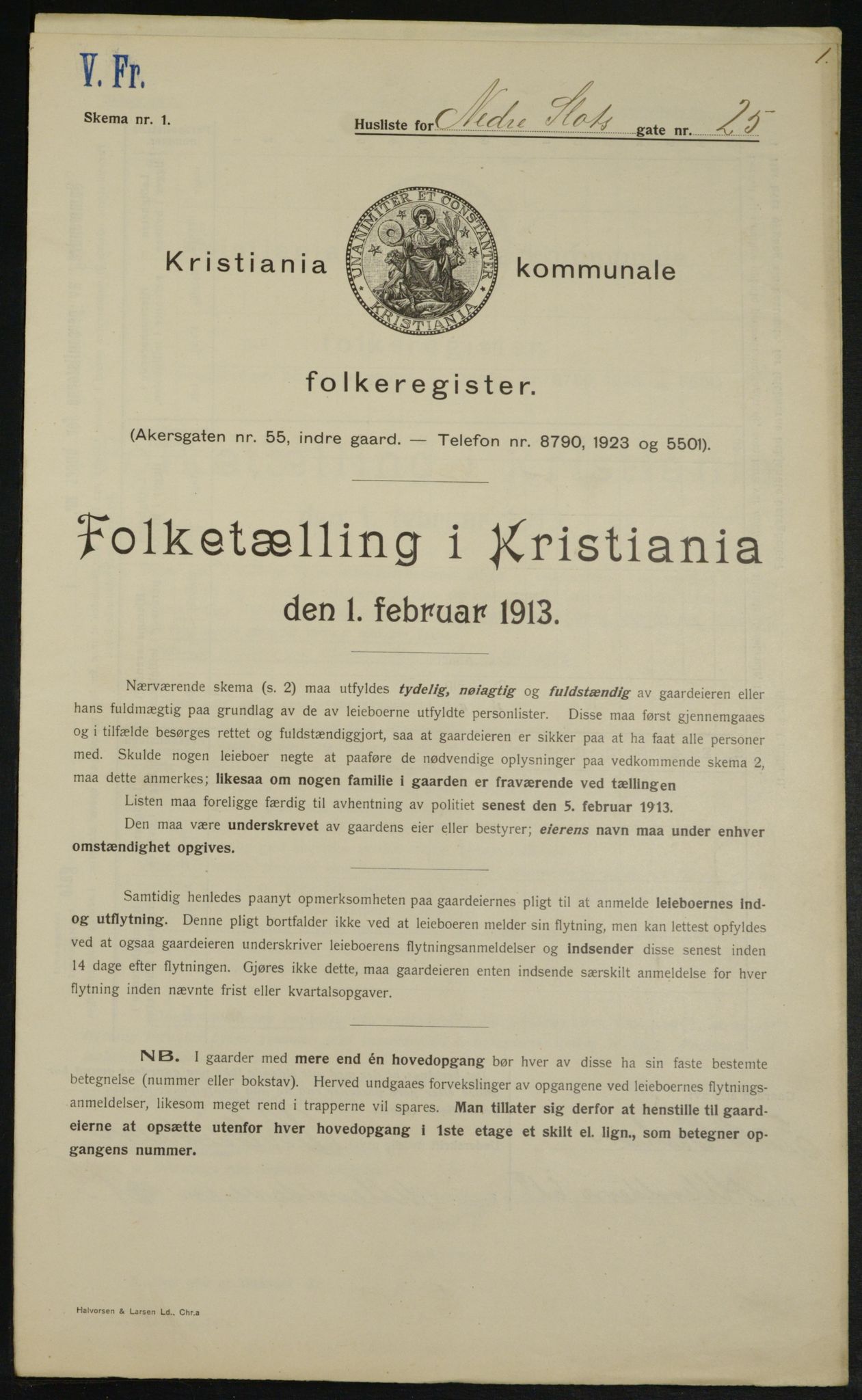 OBA, Municipal Census 1913 for Kristiania, 1913, p. 69491