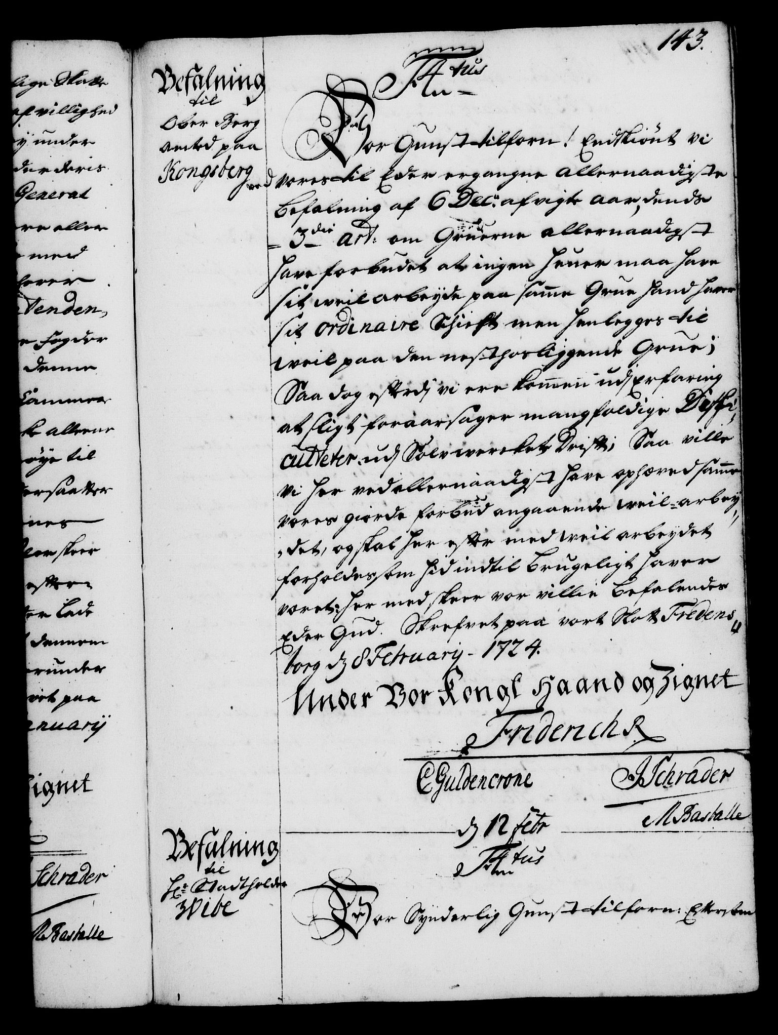 Rentekammeret, Kammerkanselliet, RA/EA-3111/G/Gg/Gga/L0002: Norsk ekspedisjonsprotokoll med register (merket RK 53.2), 1723-1727, p. 143