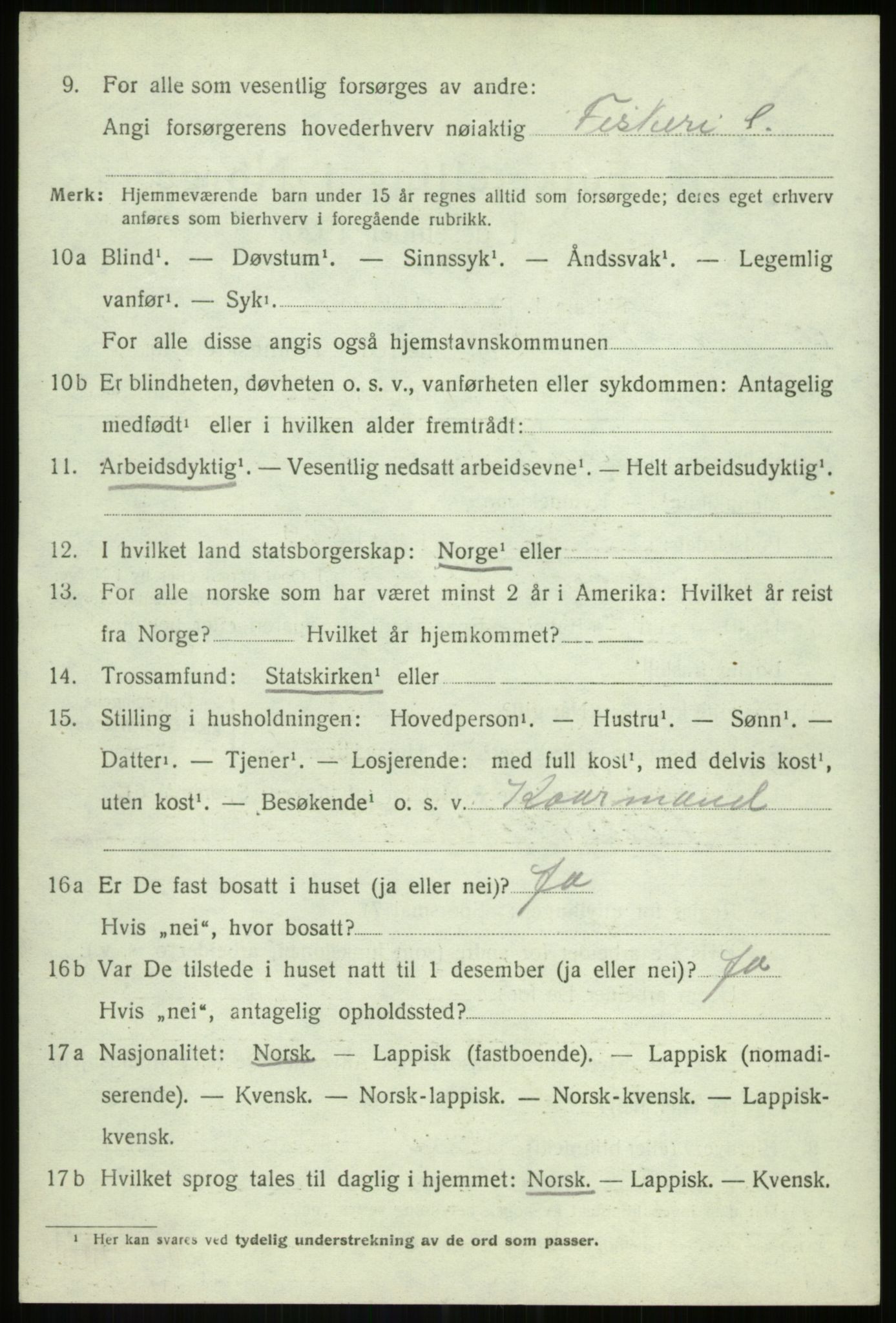 SATØ, 1920 census for Lenvik, 1920, p. 9505