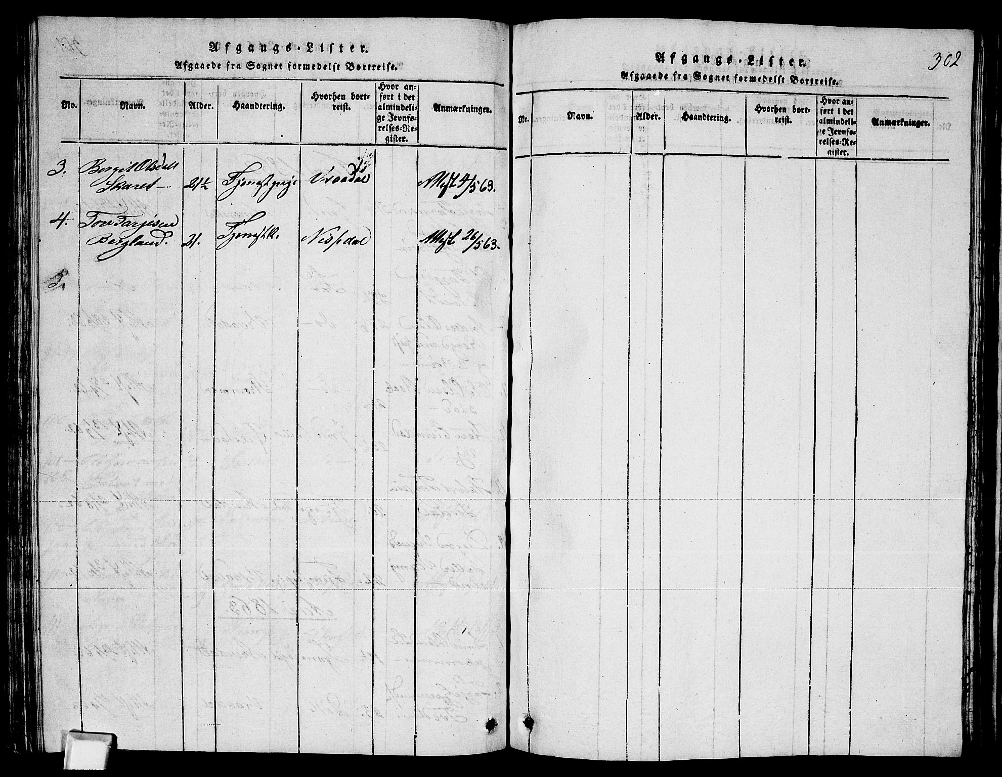 Fyresdal kirkebøker, SAKO/A-263/G/Ga/L0003: Parish register (copy) no. I 3, 1815-1863, p. 302