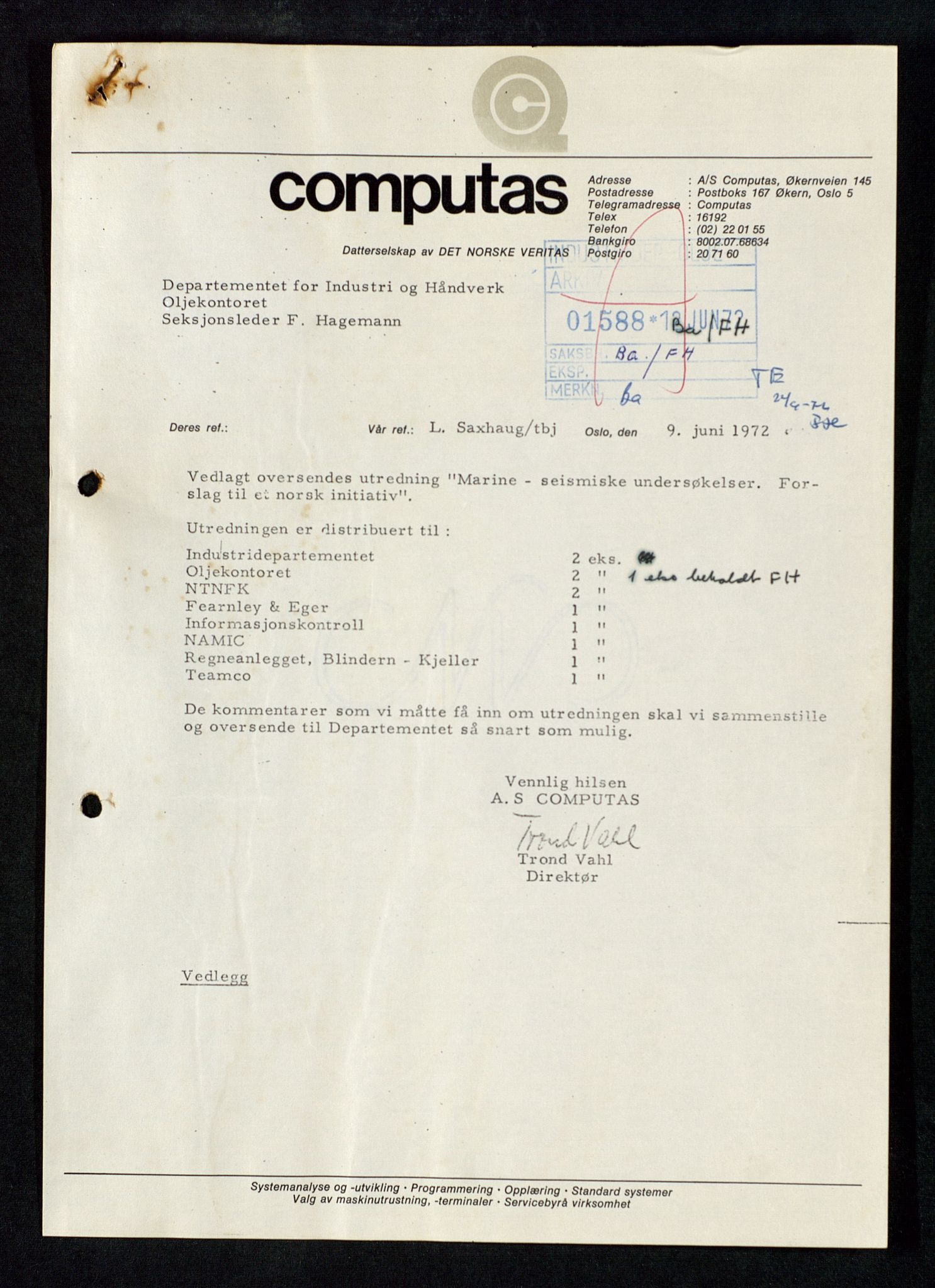 Industridepartementet, Oljekontoret, AV/SAST-A-101348/Db/L0005: Seismiske undersøkelser, 1963-1972, p. 450