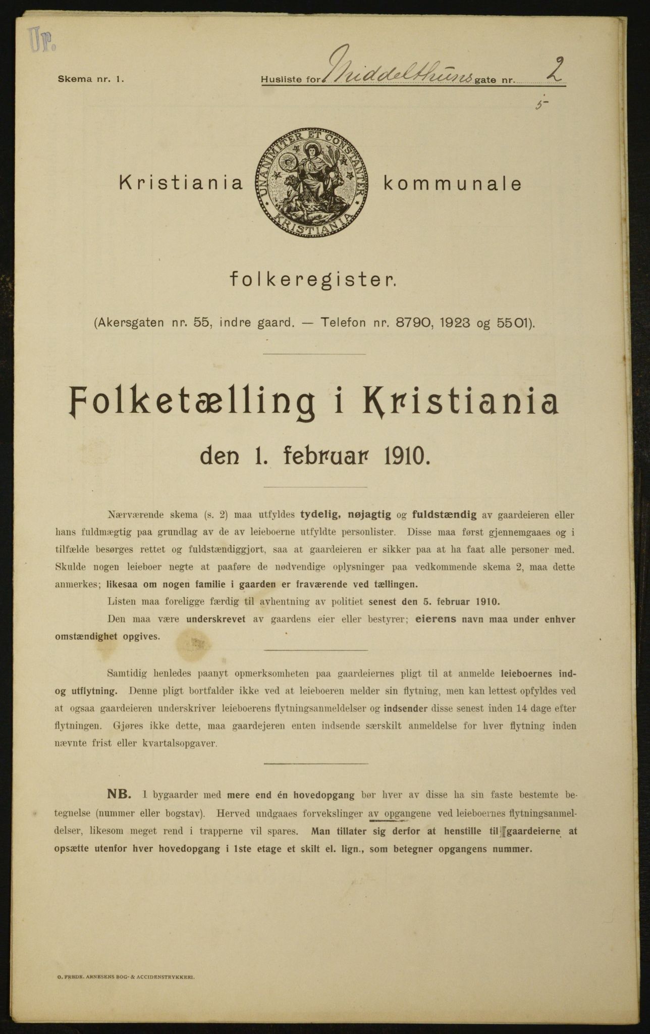 OBA, Municipal Census 1910 for Kristiania, 1910, p. 63212