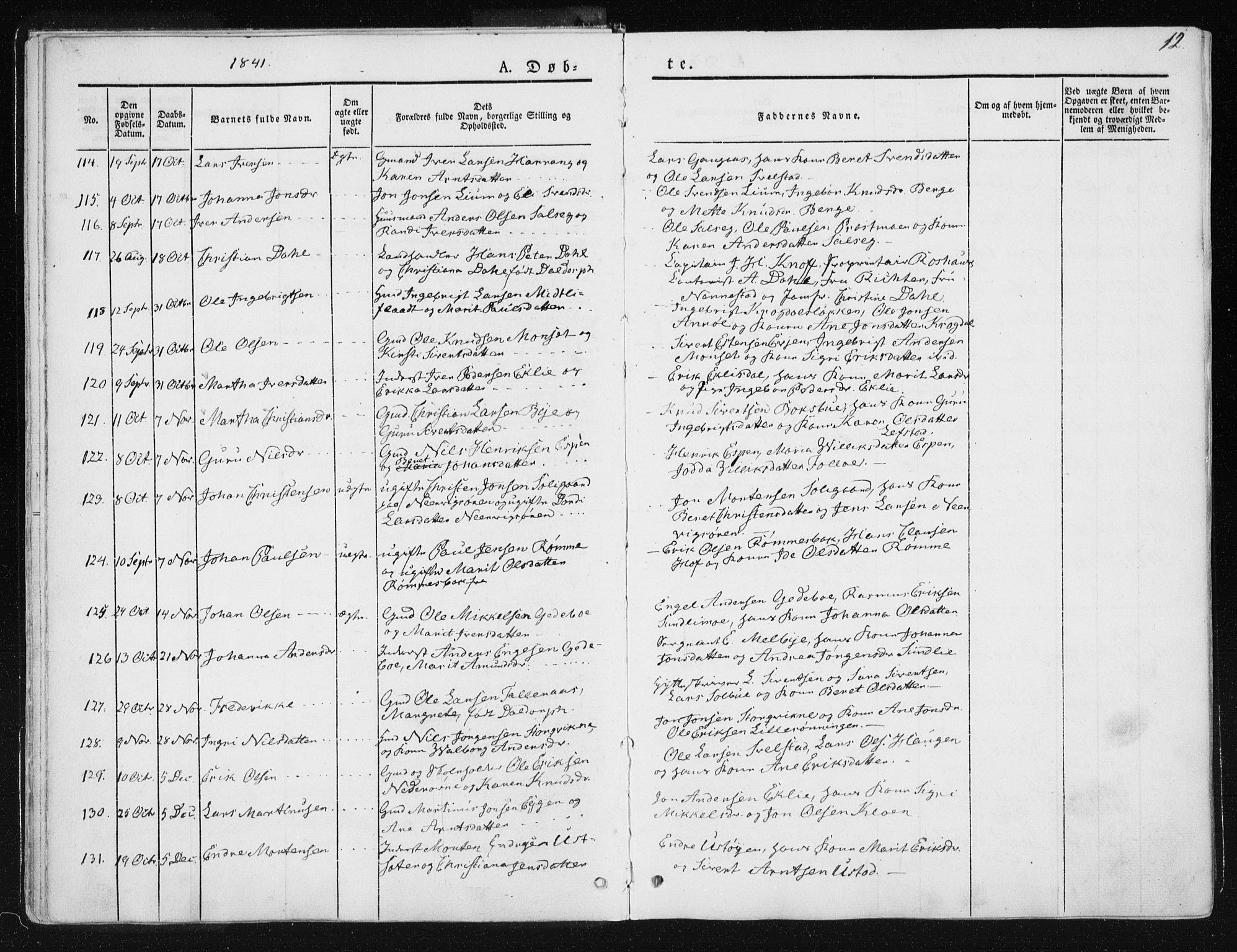 Ministerialprotokoller, klokkerbøker og fødselsregistre - Sør-Trøndelag, SAT/A-1456/668/L0805: Parish register (official) no. 668A05, 1840-1853, p. 12