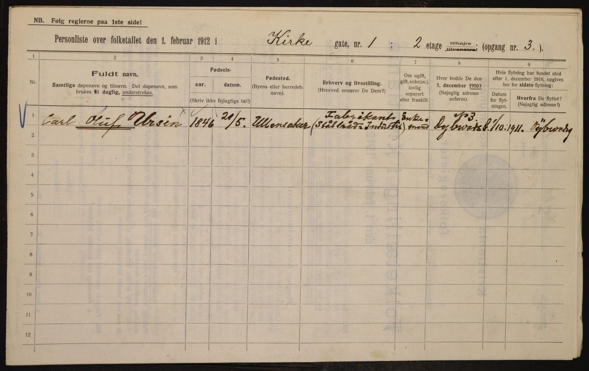 OBA, Municipal Census 1912 for Kristiania, 1912, p. 49986