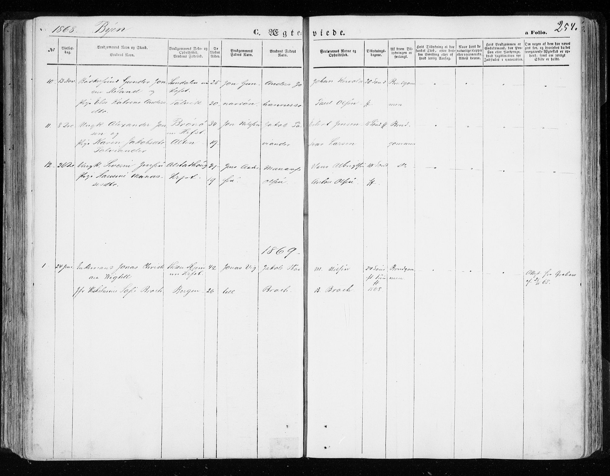 Hammerfest sokneprestkontor, SATØ/S-1347/H/Ha/L0005.kirke: Parish register (official) no. 5, 1857-1869, p. 254