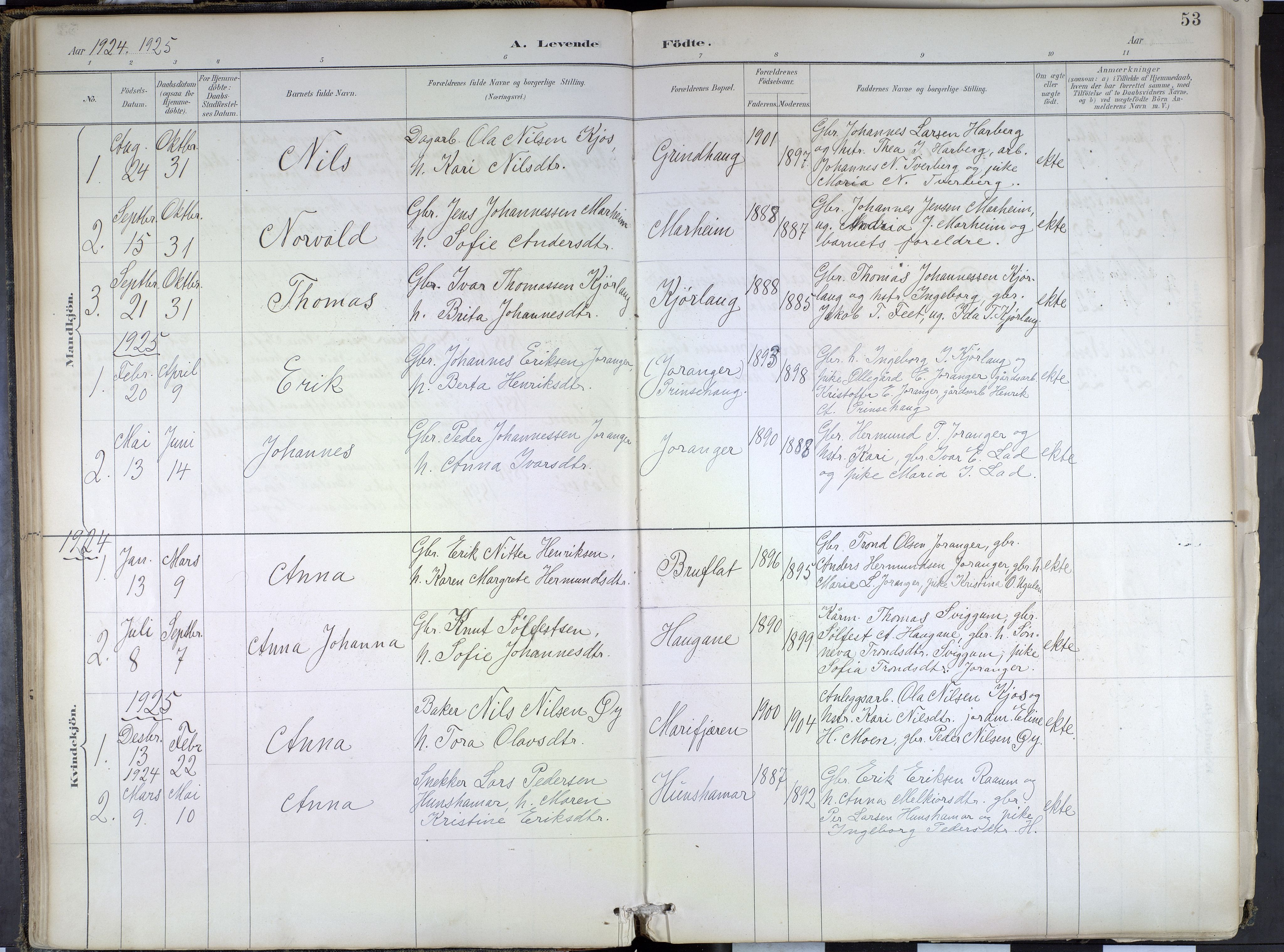Hafslo sokneprestembete, SAB/A-80301/H/Haa/Haae/L0001: Parish register (official) no. E 1, 1886-1934, p. 53