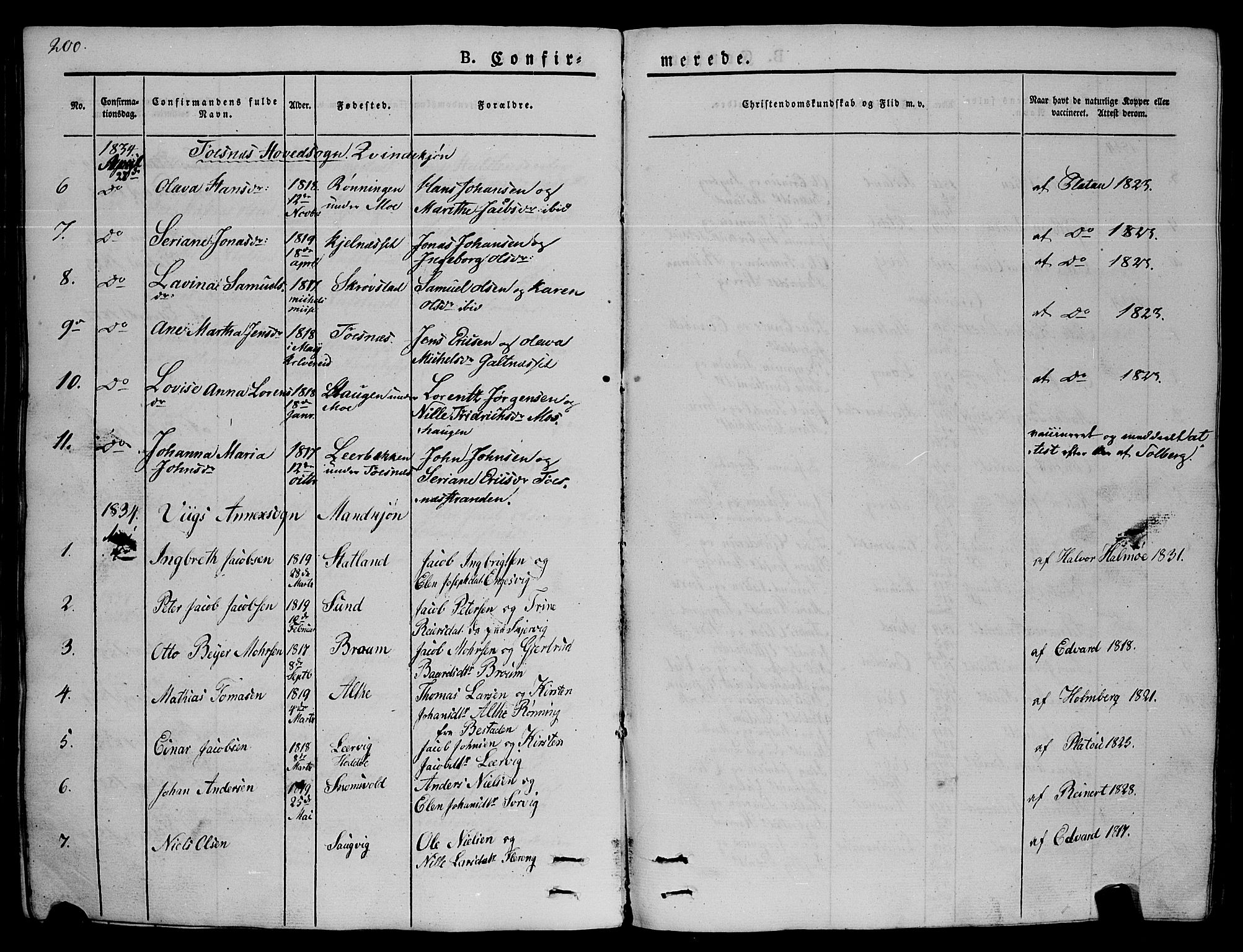 Ministerialprotokoller, klokkerbøker og fødselsregistre - Nord-Trøndelag, SAT/A-1458/773/L0614: Parish register (official) no. 773A05, 1831-1856, p. 200