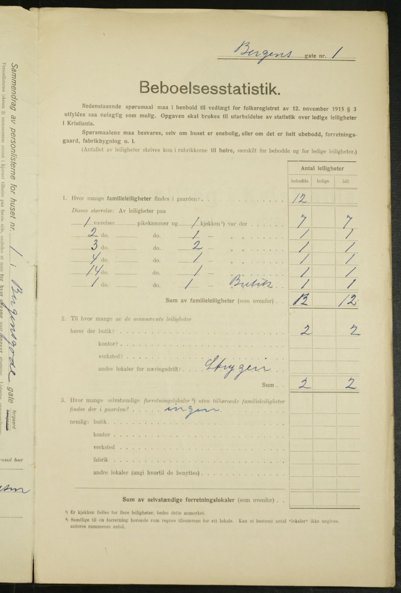 OBA, Municipal Census 1916 for Kristiania, 1916, p. 3756