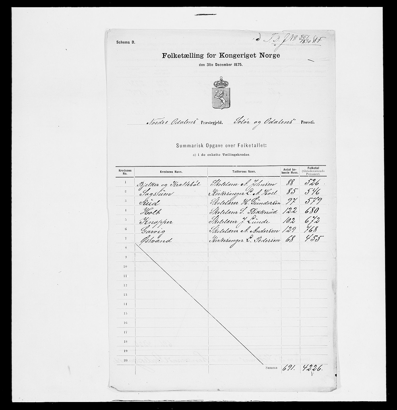 SAH, 1875 census for 0418P Nord-Odal, 1875, p. 11