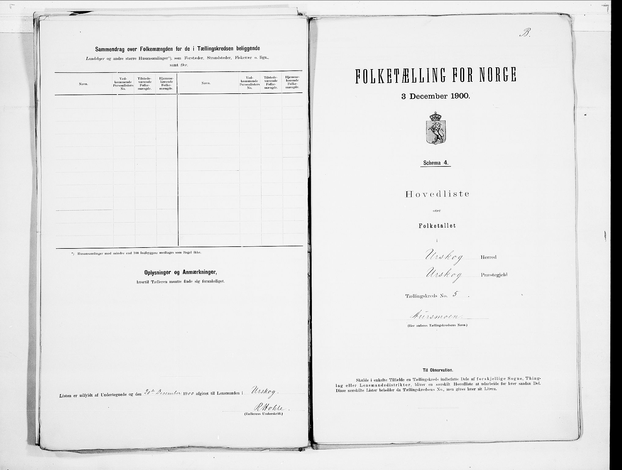 SAO, 1900 census for Aurskog, 1900, p. 16