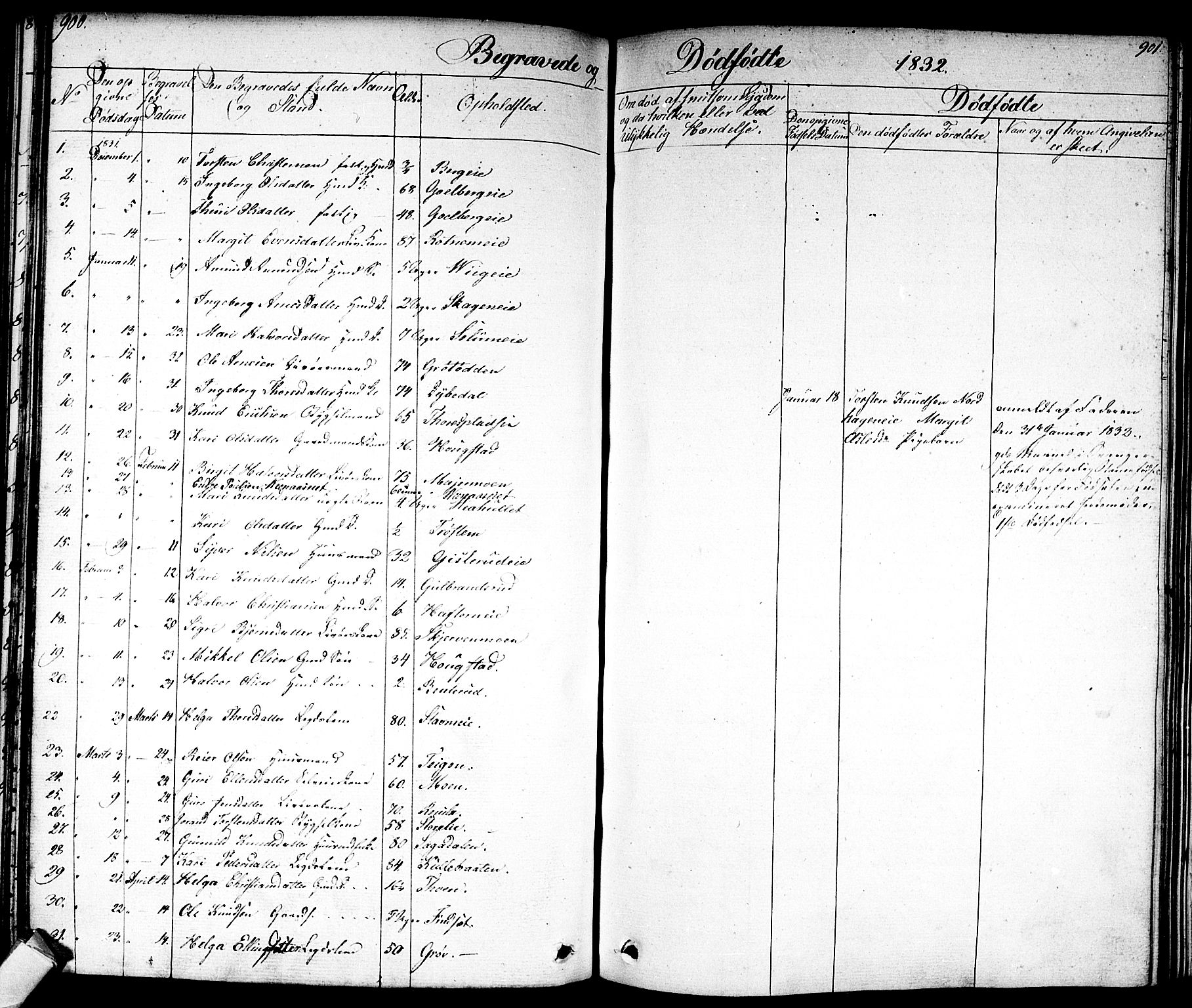 Nes kirkebøker, SAKO/A-236/F/Fa/L0008: Parish register (official) no. 8, 1824-1834, p. 900-901