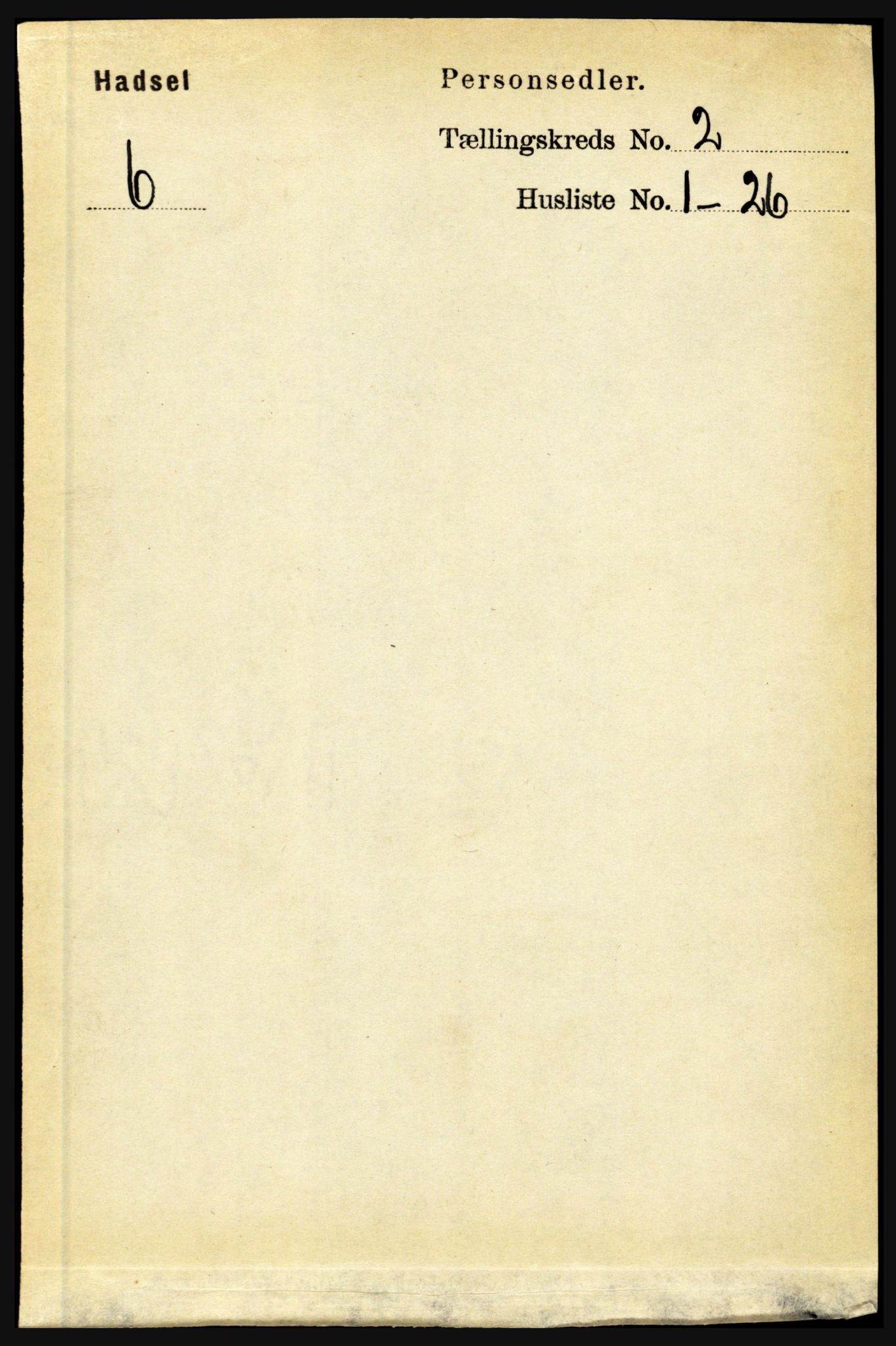 RA, 1891 census for 1866 Hadsel, 1891, p. 654
