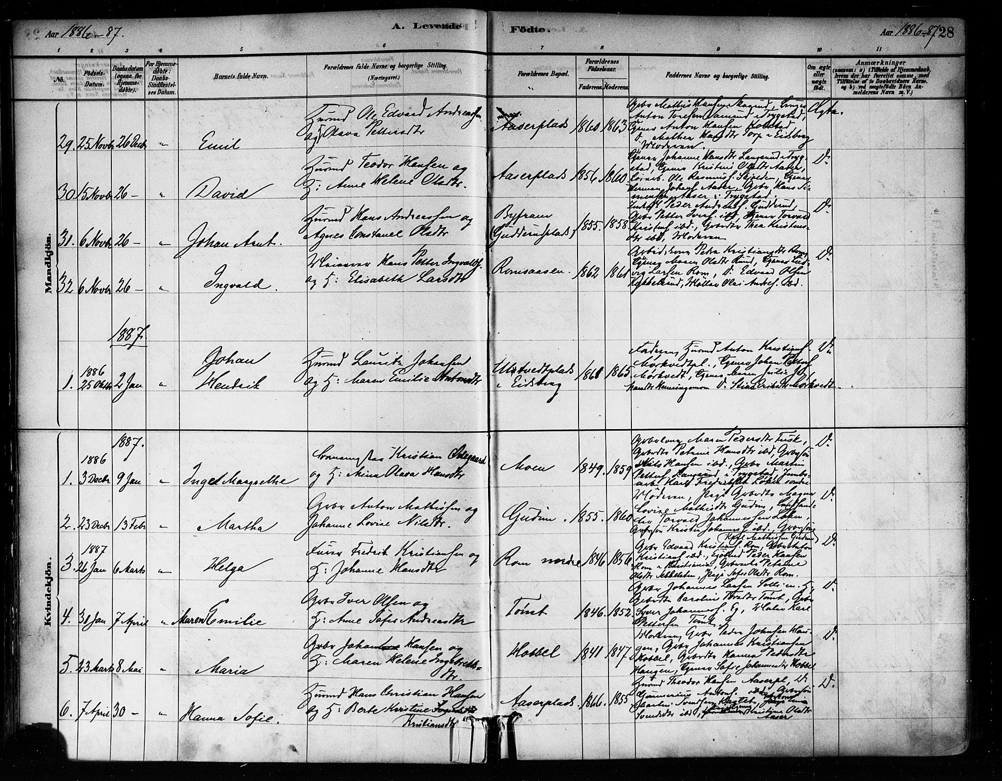 Askim prestekontor Kirkebøker, AV/SAO-A-10900/F/Fa/L0007: Parish register (official) no. 7, 1882-1897, p. 28