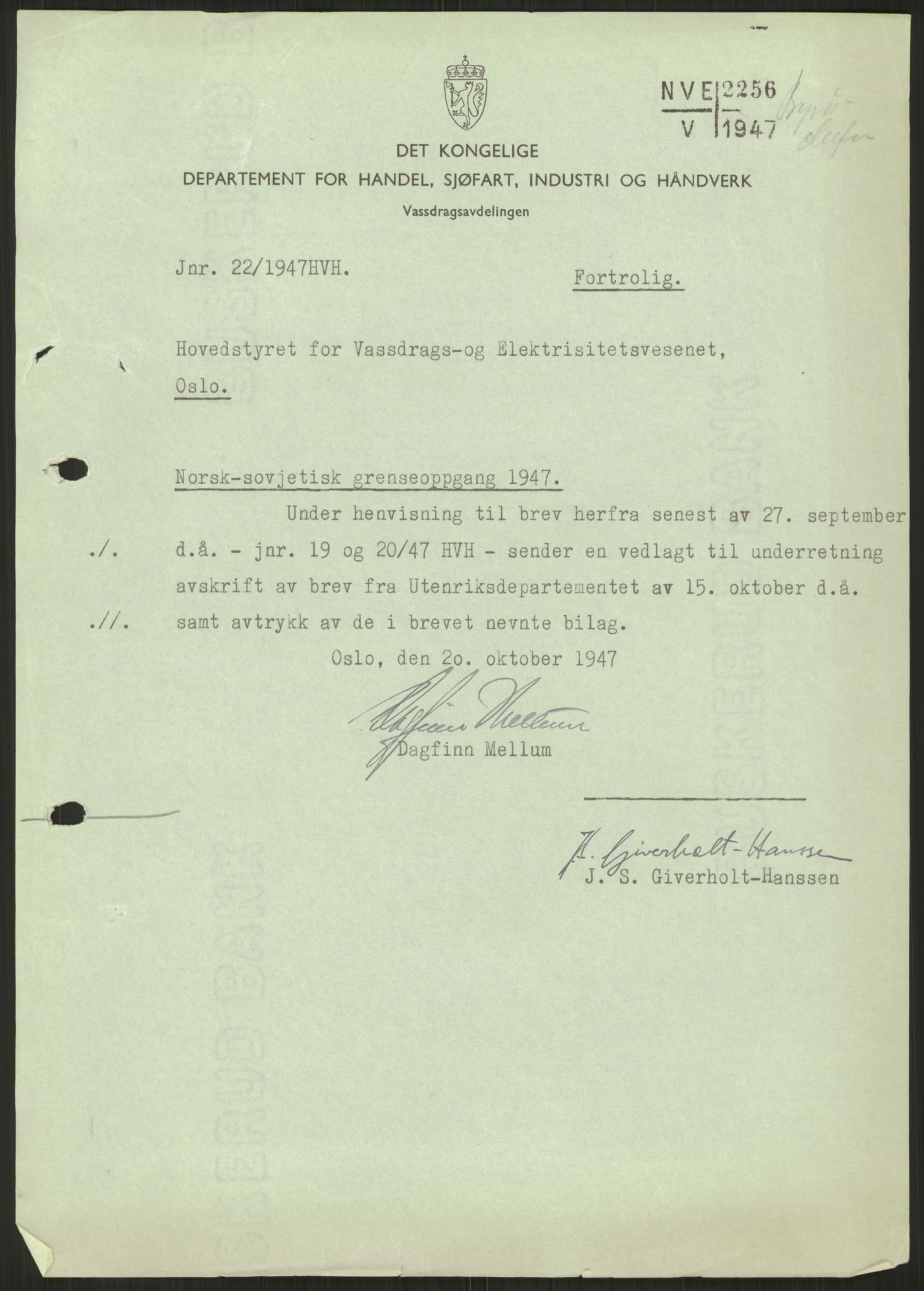 Vassdragsdirektoratet/avdelingen, AV/RA-S-6242/F/Fa/L0538: Pasvikelva, 1945-1949, p. 3