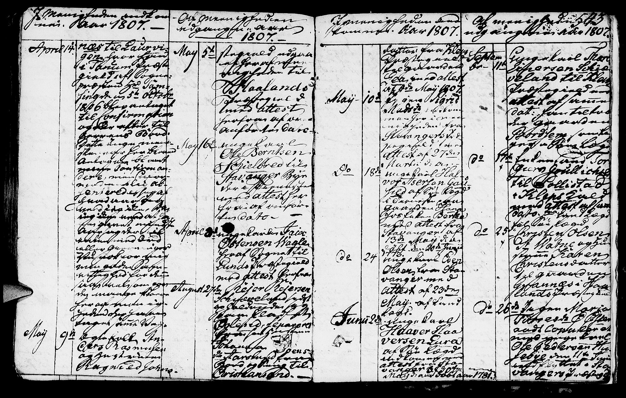 Høyland sokneprestkontor, SAST/A-101799/001/30BA/L0005: Parish register (official) no. A 5, 1804-1815, p. 543