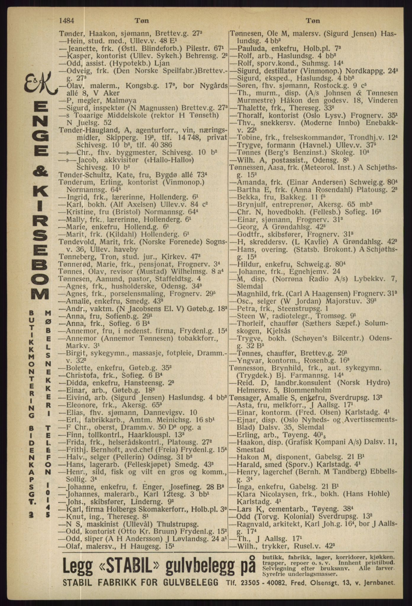Kristiania/Oslo adressebok, PUBL/-, 1936, p. 1484
