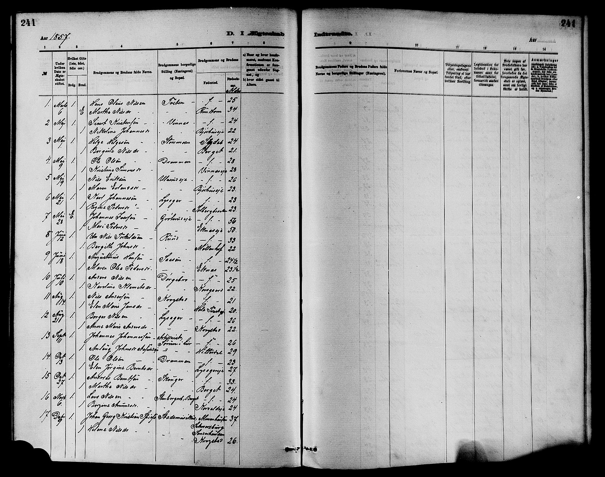 Nedre Eiker kirkebøker, SAKO/A-612/F/Fa/L0001: Parish register (official) no. 1, 1853-1877, p. 241