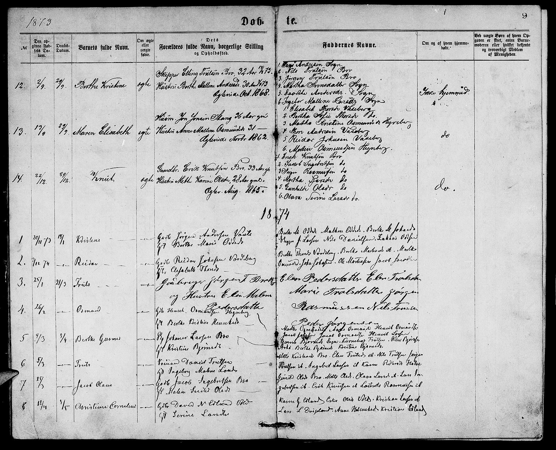 Rennesøy sokneprestkontor, SAST/A -101827/H/Ha/Hab/L0005: Parish register (copy) no. B 5, 1871-1890, p. 9